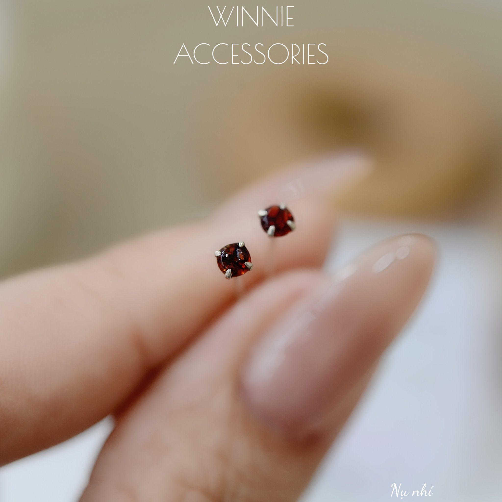  Hoa tai Bạc S925 đá nụ nhí 