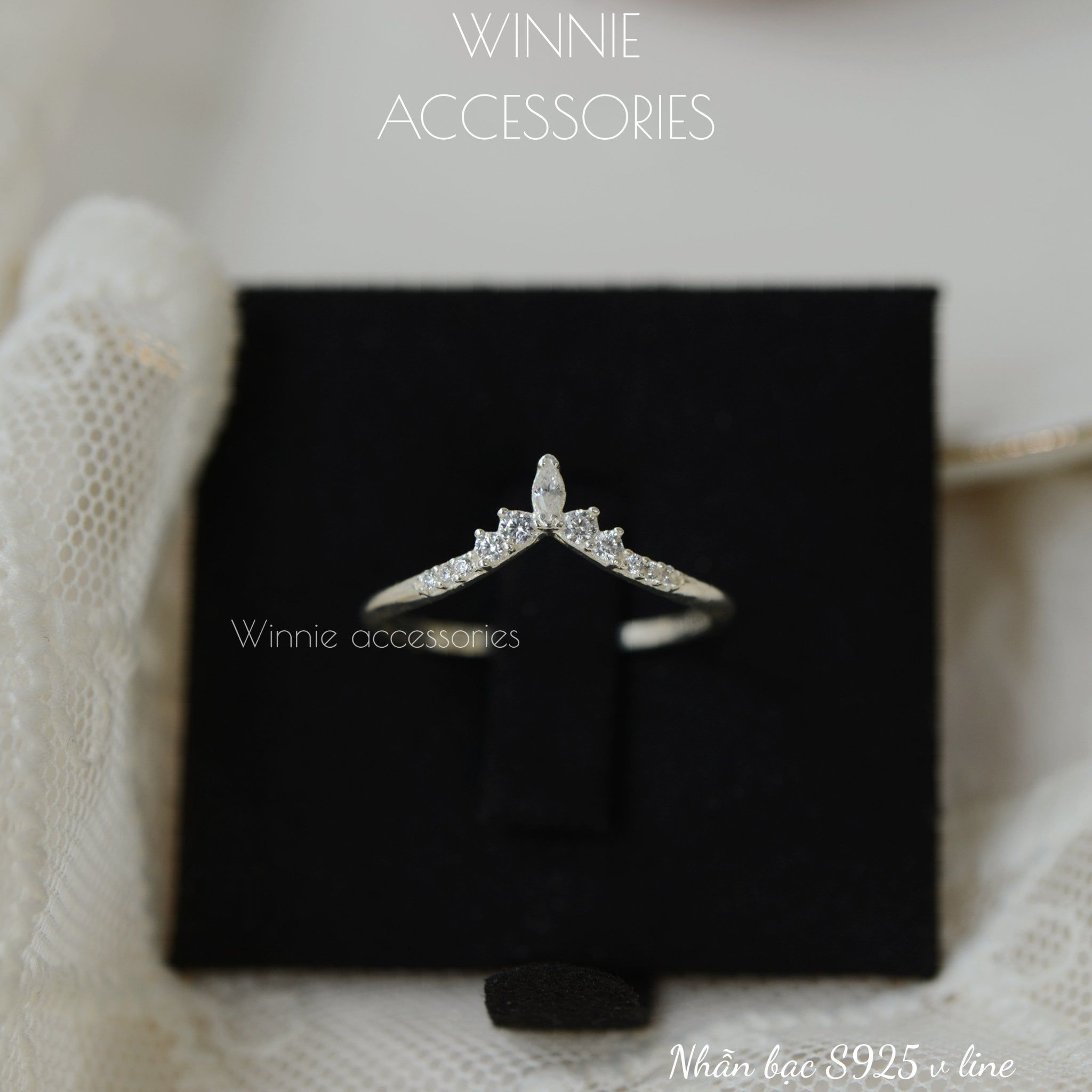  Nhẫn Bạc S925 V Line 