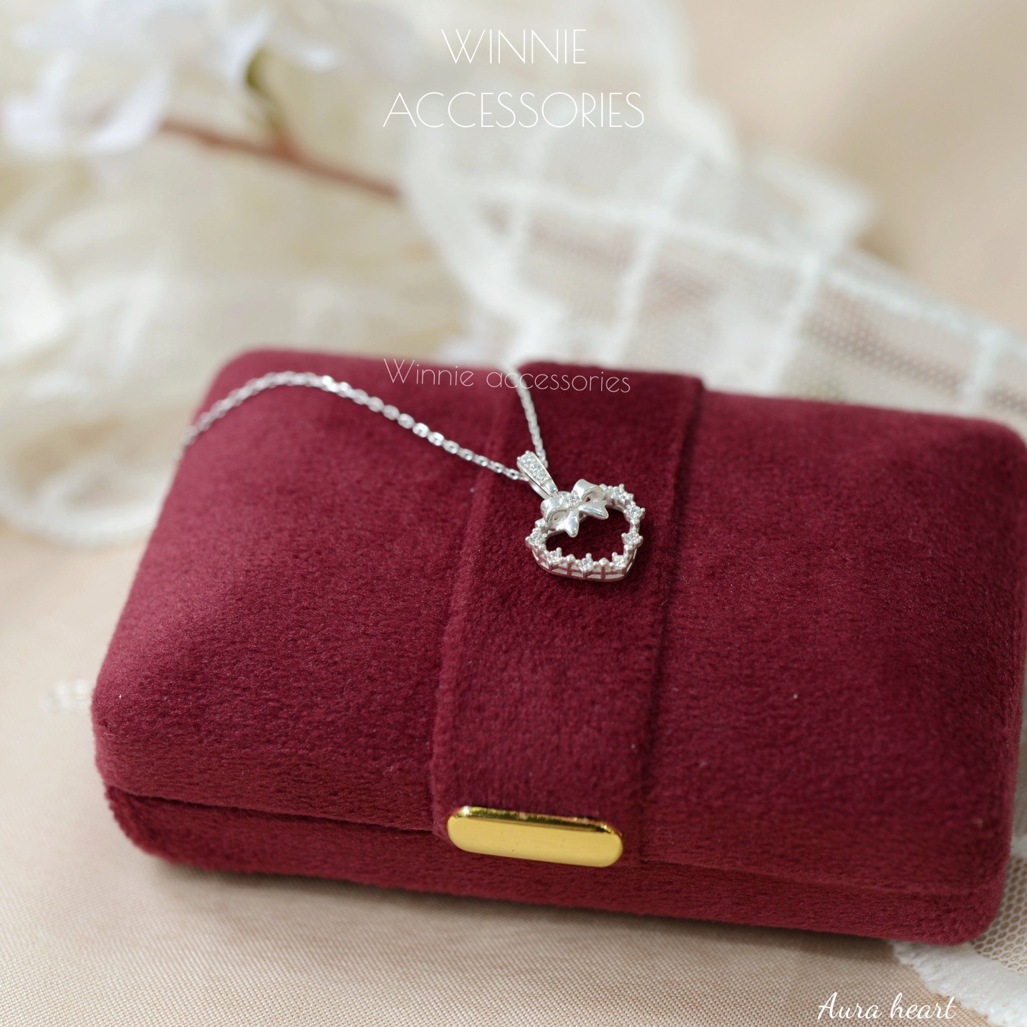  Charm Dây chuyền Bạc S925 Aura heart (Không kèm dây) 