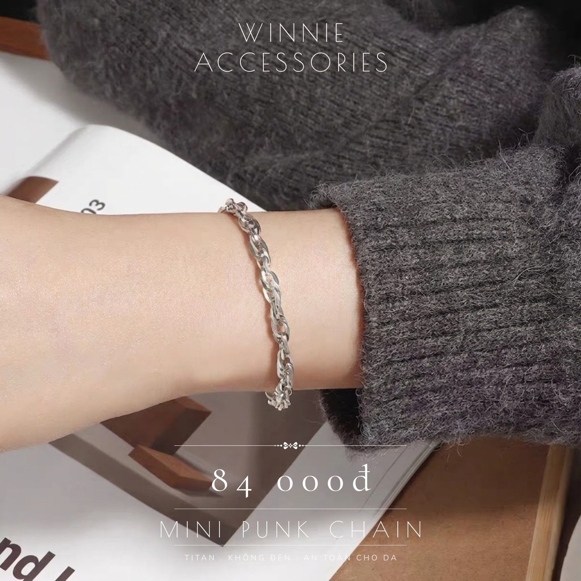  Lắc tay Titan Mini punk chain 