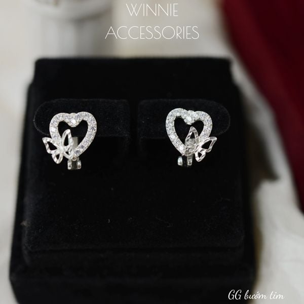  Hoa tai Bạc S925 GG Bướm Tim 