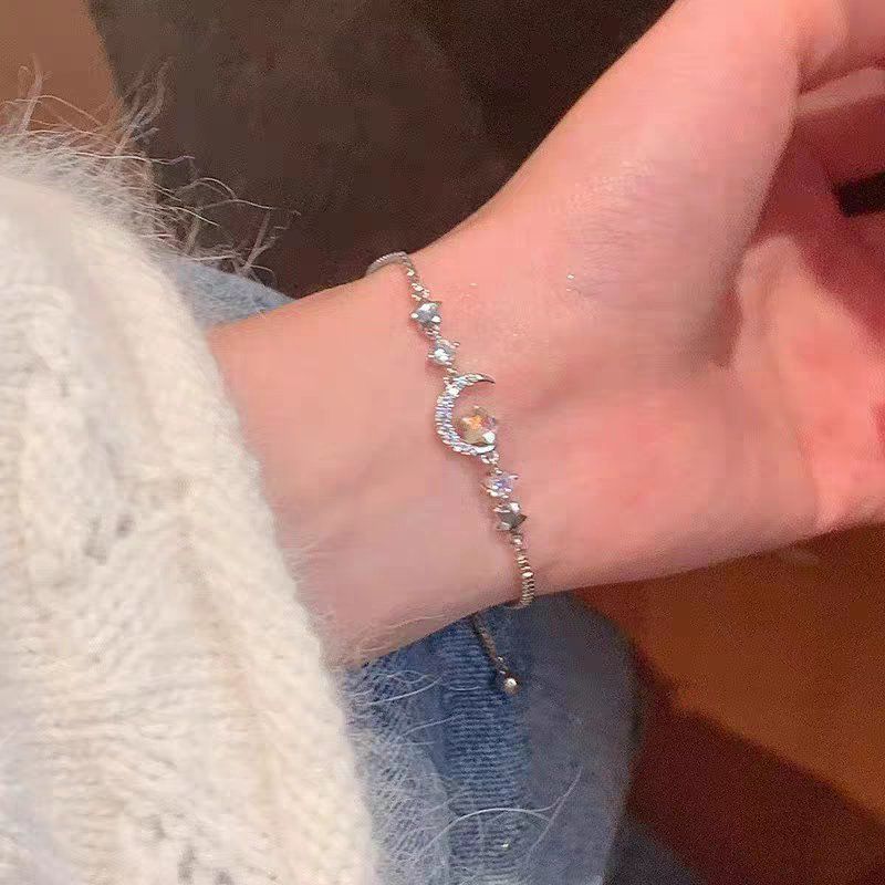  Lắc tay Bạc S925 Dây rút Moon Star 