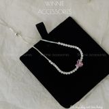  Lắc tay Bạc S925 Dây rút Tim hồng 