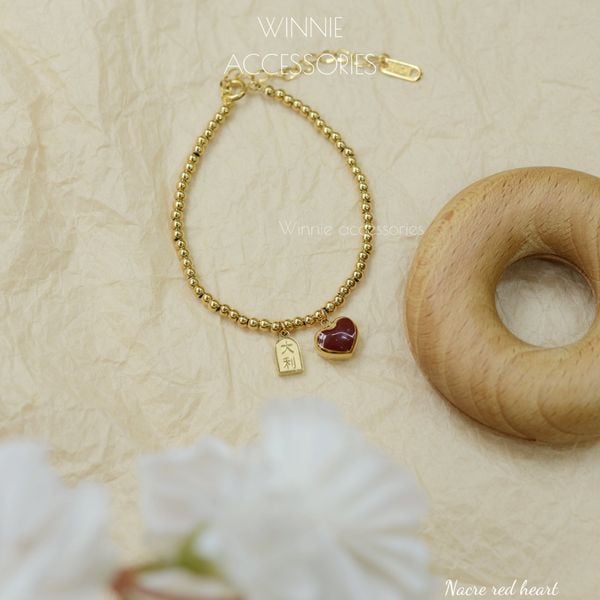  Lắc tay Titan Nacre Red Heart 