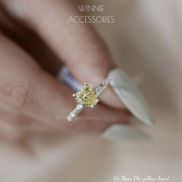  Nhẫn Bạc S925 Đá Nam Phi Yellow heart 