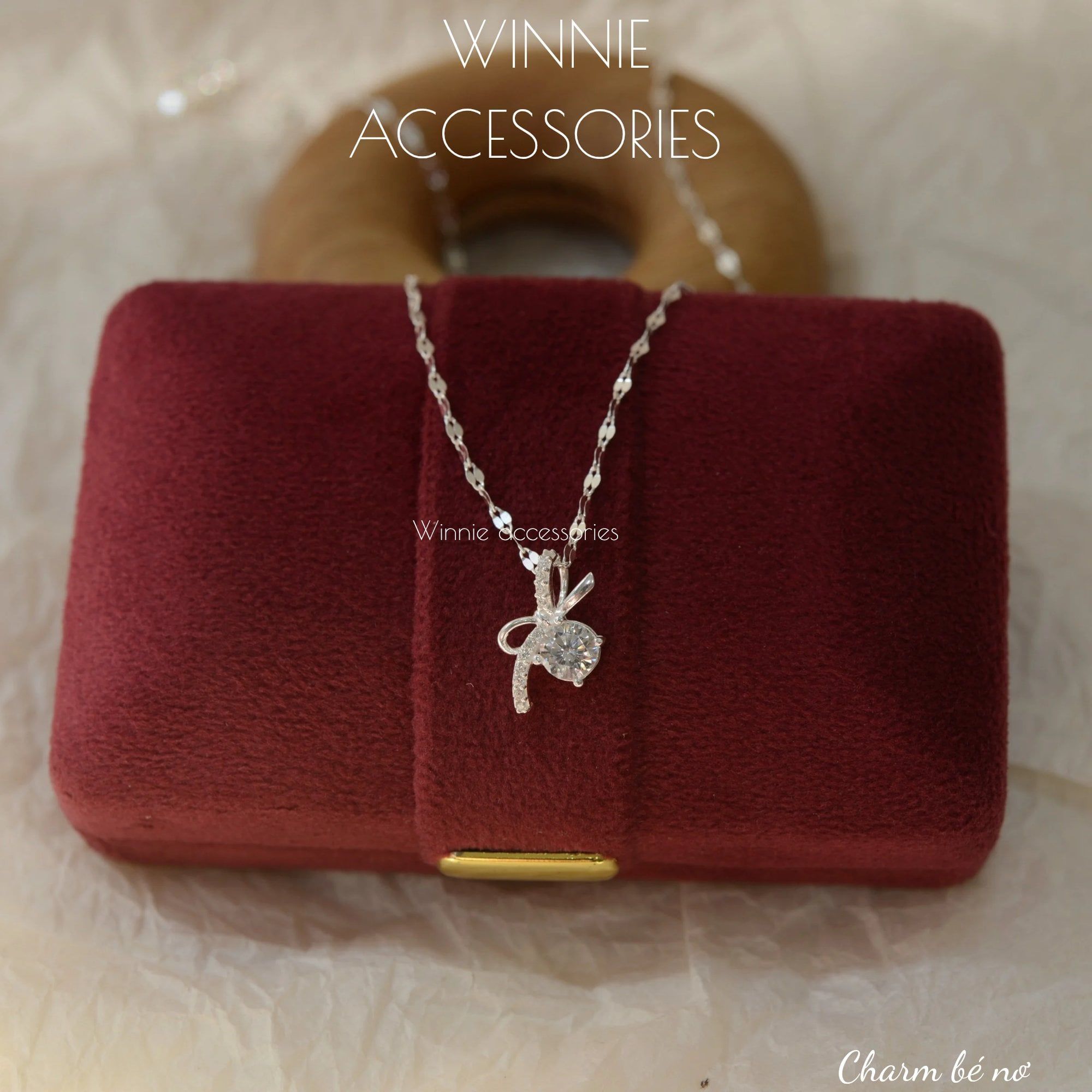  Charm Dây chuyền Bạc S925 Bé Nơ (không kèm dây) 