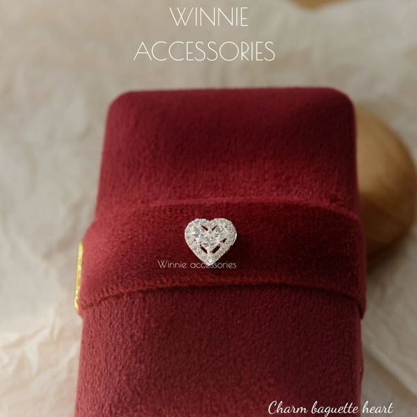  Charm Dây chuyền Bạc S925 Baguette Heart (không kèm dây) 