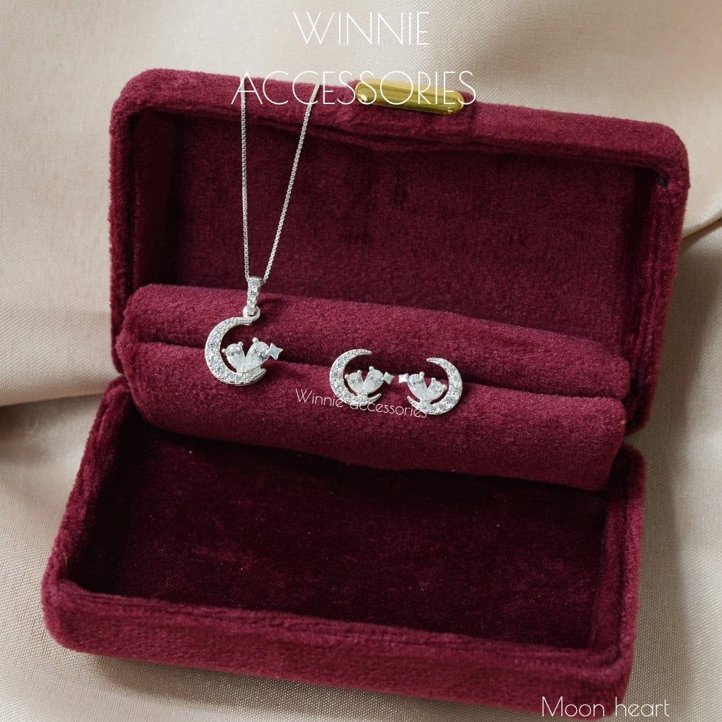  Hoa tai Bạc S925 Moon Heart 