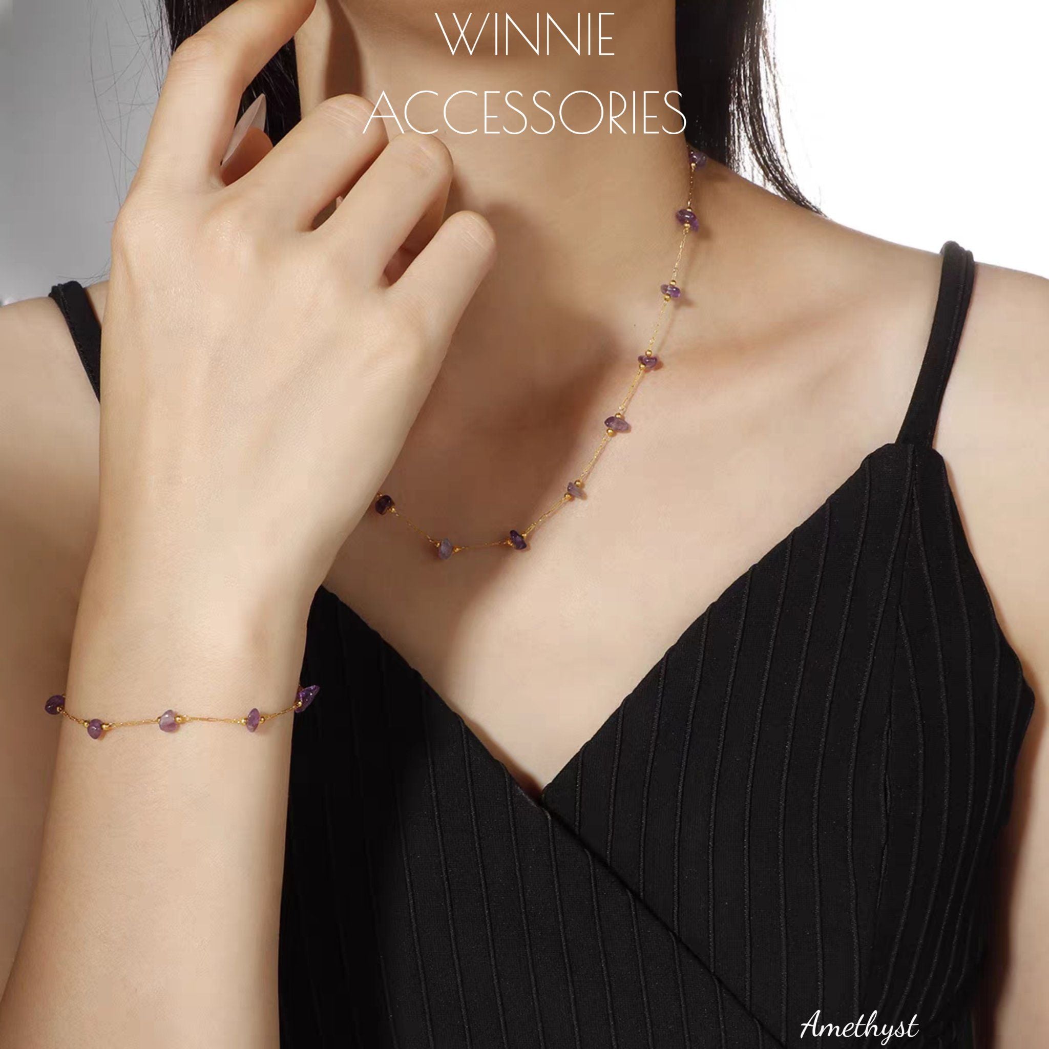 Dây chuyền titan Amethyst 