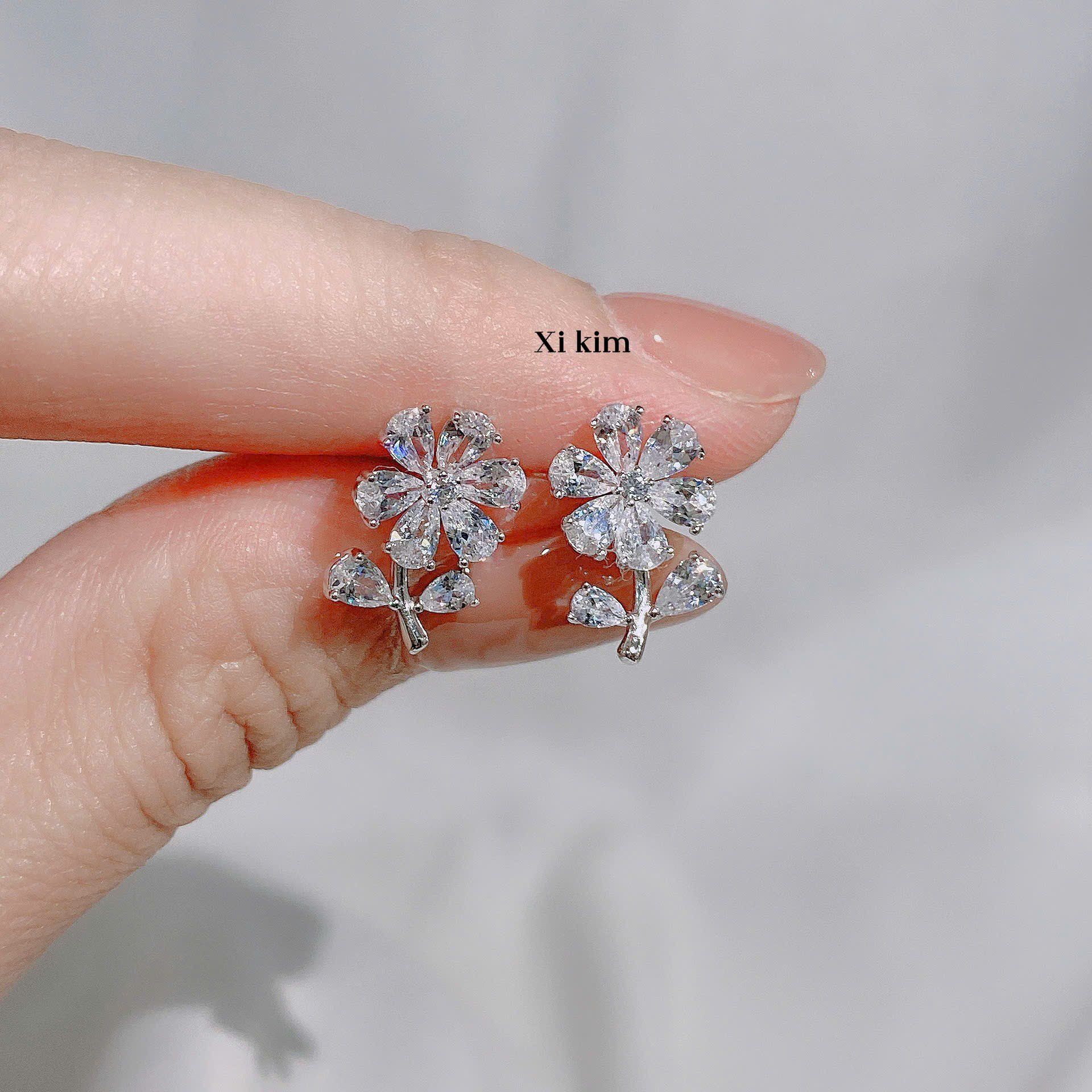  Hoa tai Bạc S925 Shine (Đã xi kim) 