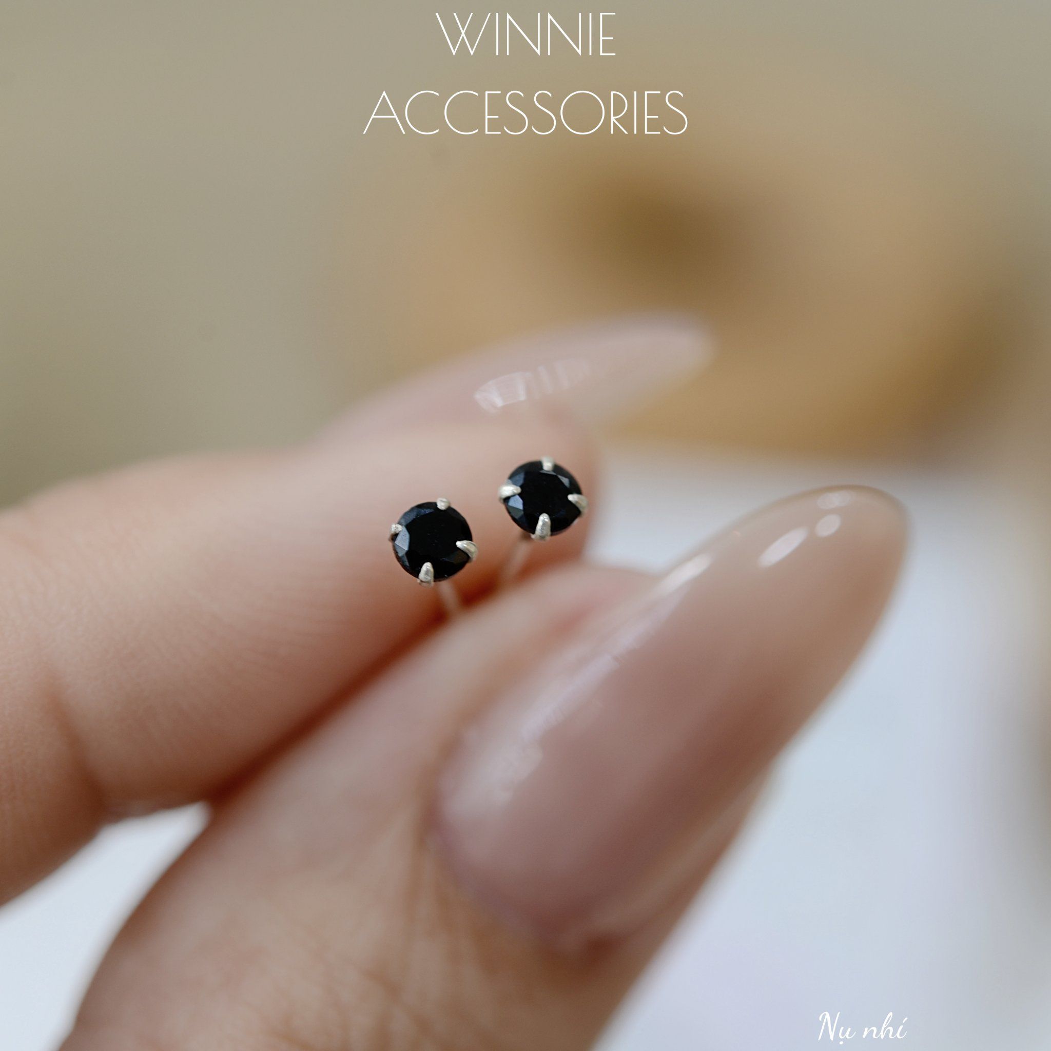  Hoa tai Bạc S925 đá nụ nhí 