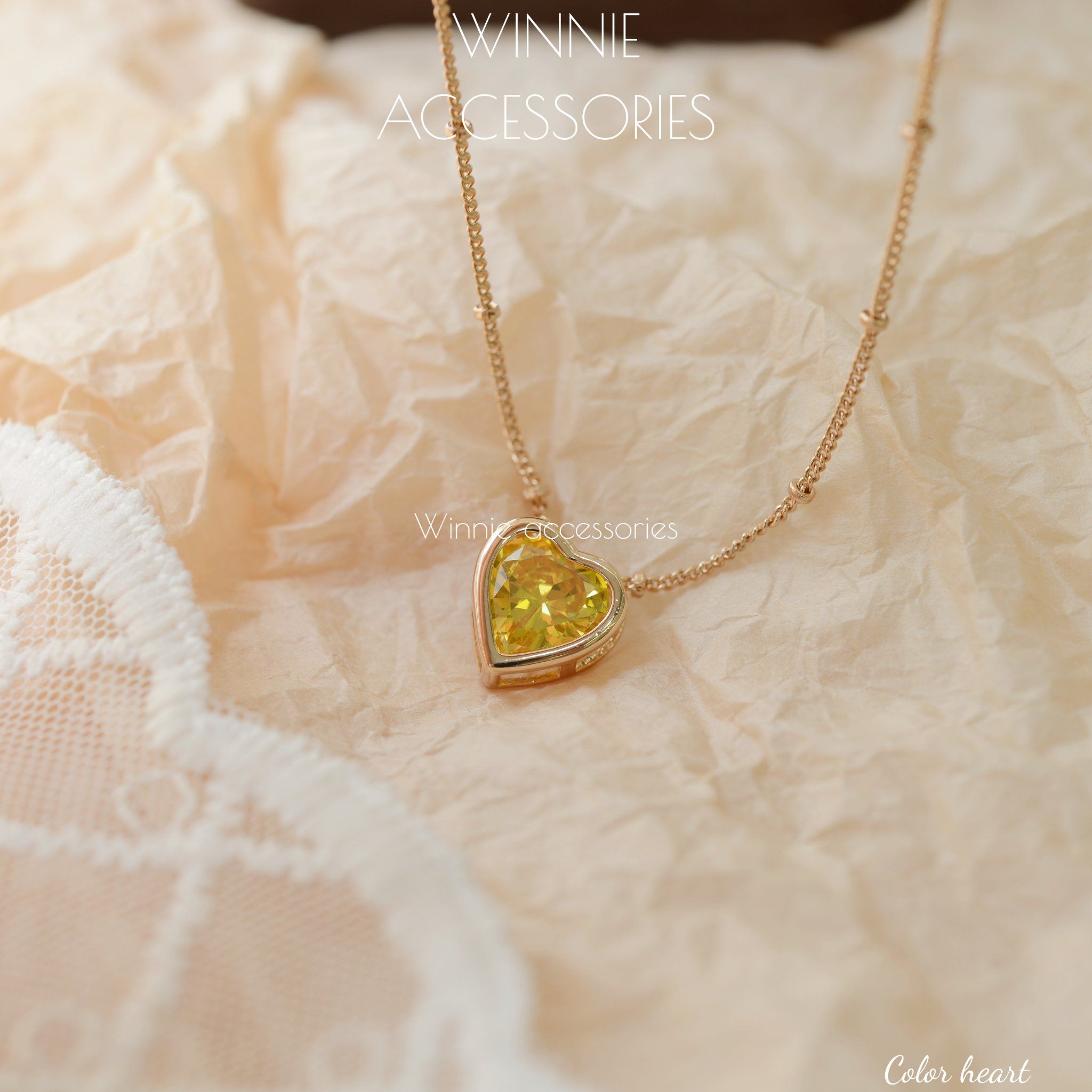  Dây chuyền titan Color heart Vàng 