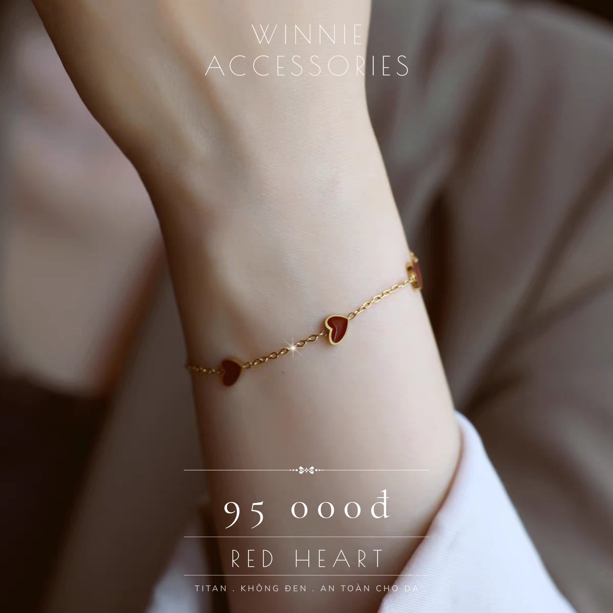  Lắc tay Titan Red heart 