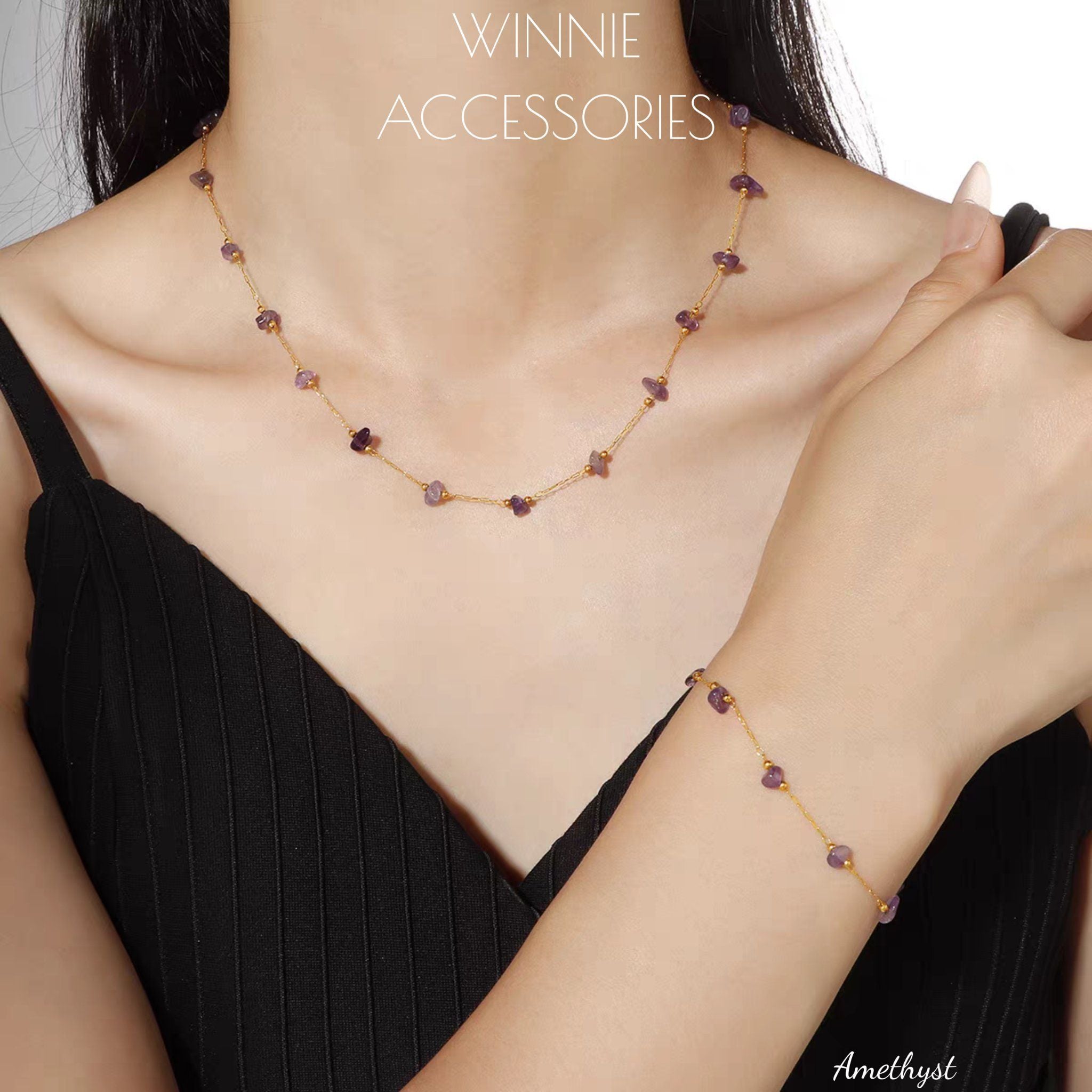  Dây chuyền titan Amethyst 