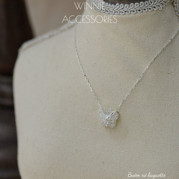  Dây chuyền Bạc S925 Bướm xỏ baguette 