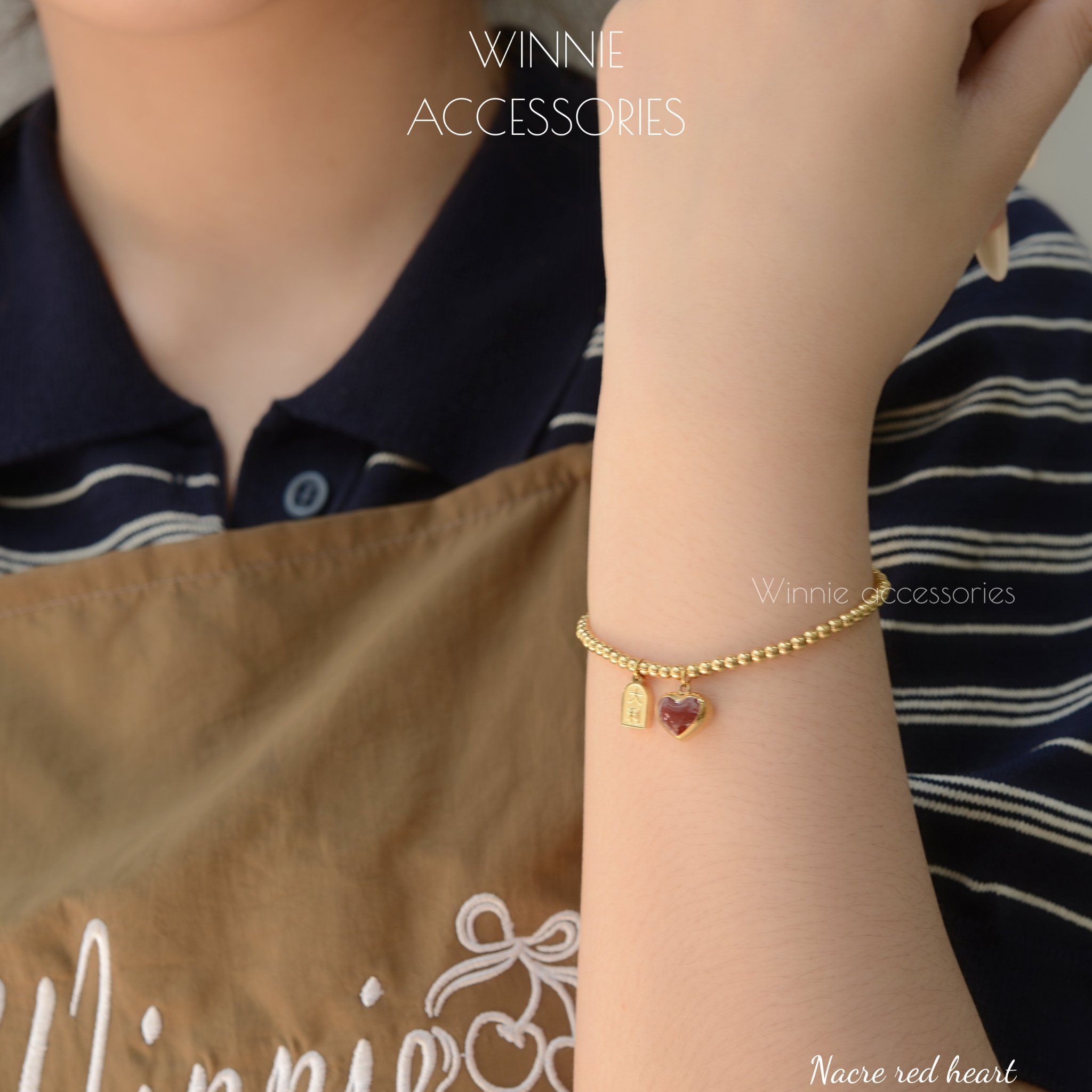  Lắc tay Titan Nacre Red Heart 