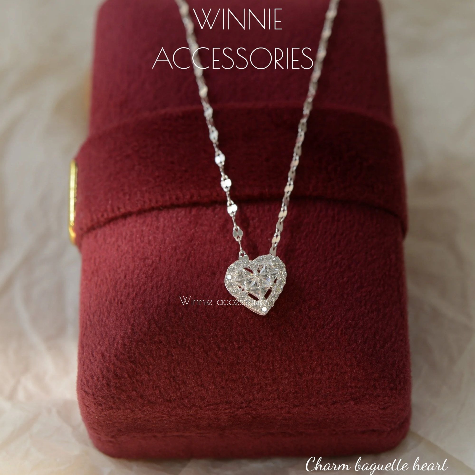  Charm Dây chuyền Bạc S925 Baguette Heart (không kèm dây) 