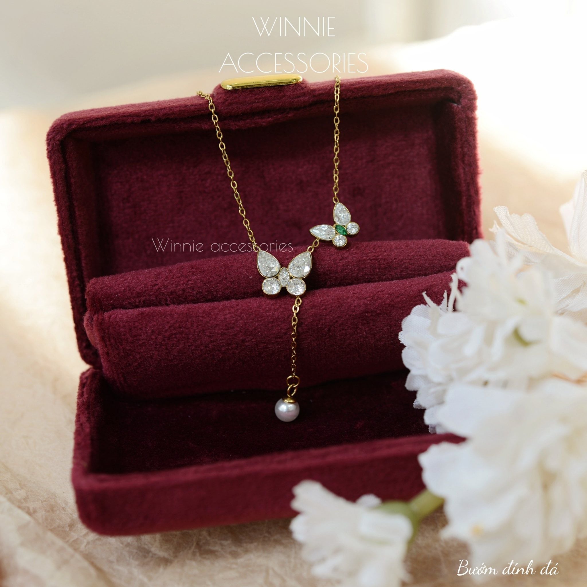  Dây chuyền Titan Bướm đính đá 