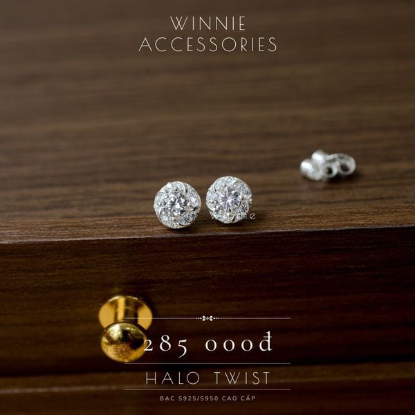  Hoa tai Bạc S925 Halo Twist 