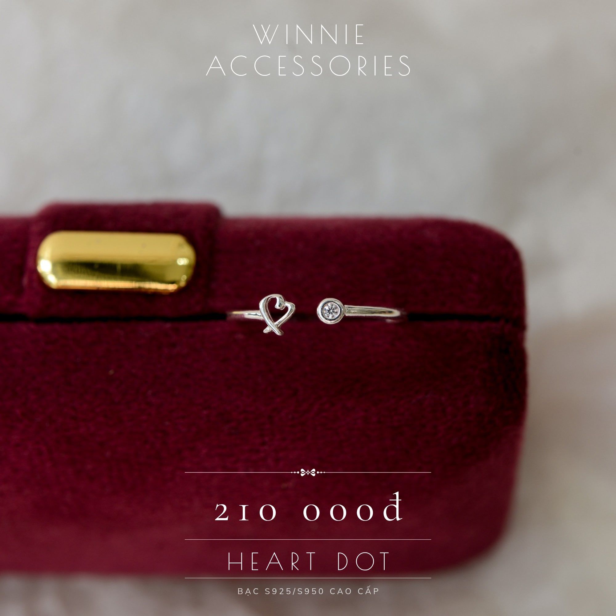  Nhẫn Bạc S925 Heart Dot 