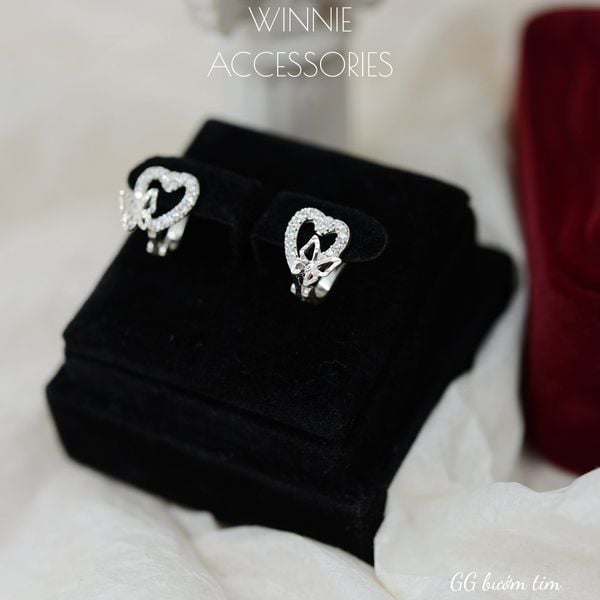  Hoa tai Bạc S925 GG Bướm Tim 