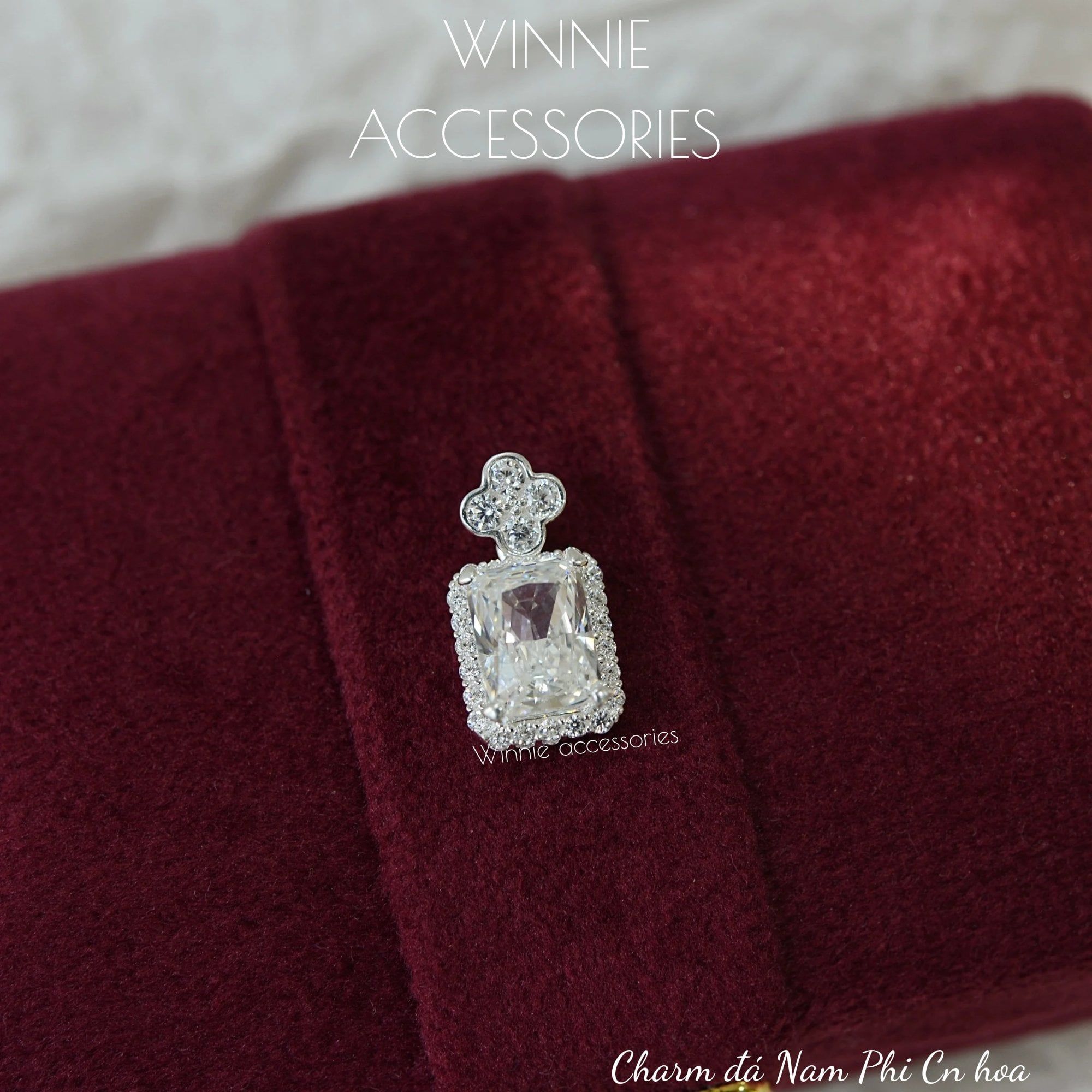  Charm Dây chuyền Bạc S925 Đá Nam Phi Cn Hoa (không kèm dây) 