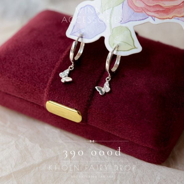  Hoa tai Bạc S925 Khoen Fairy Drop 