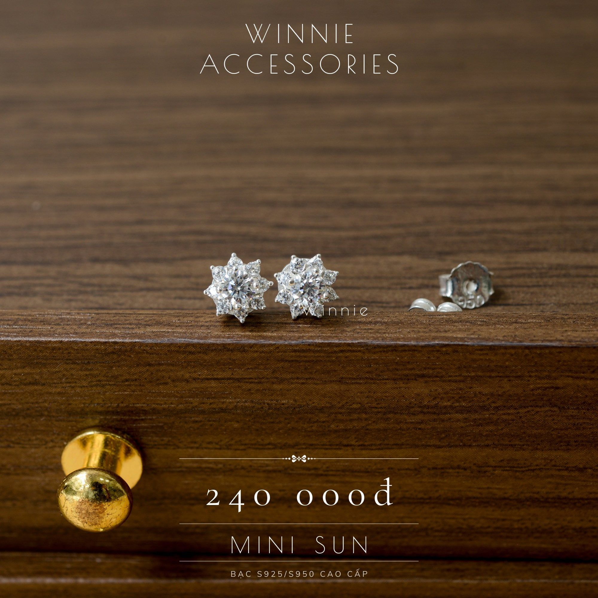  Hoa tai Bạc S925 Mini Sun 