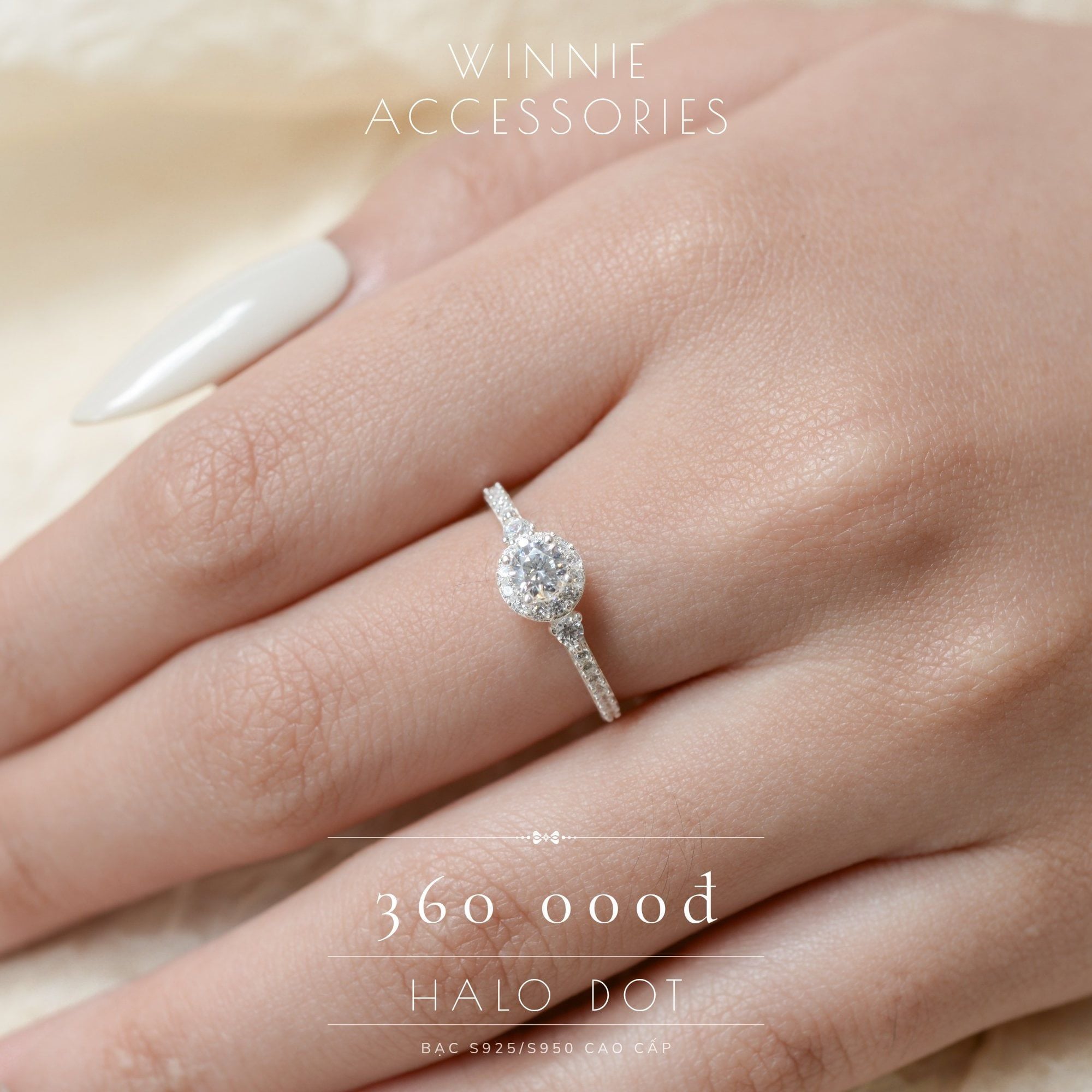  Nhẫn Bạc S925 Halo dot 