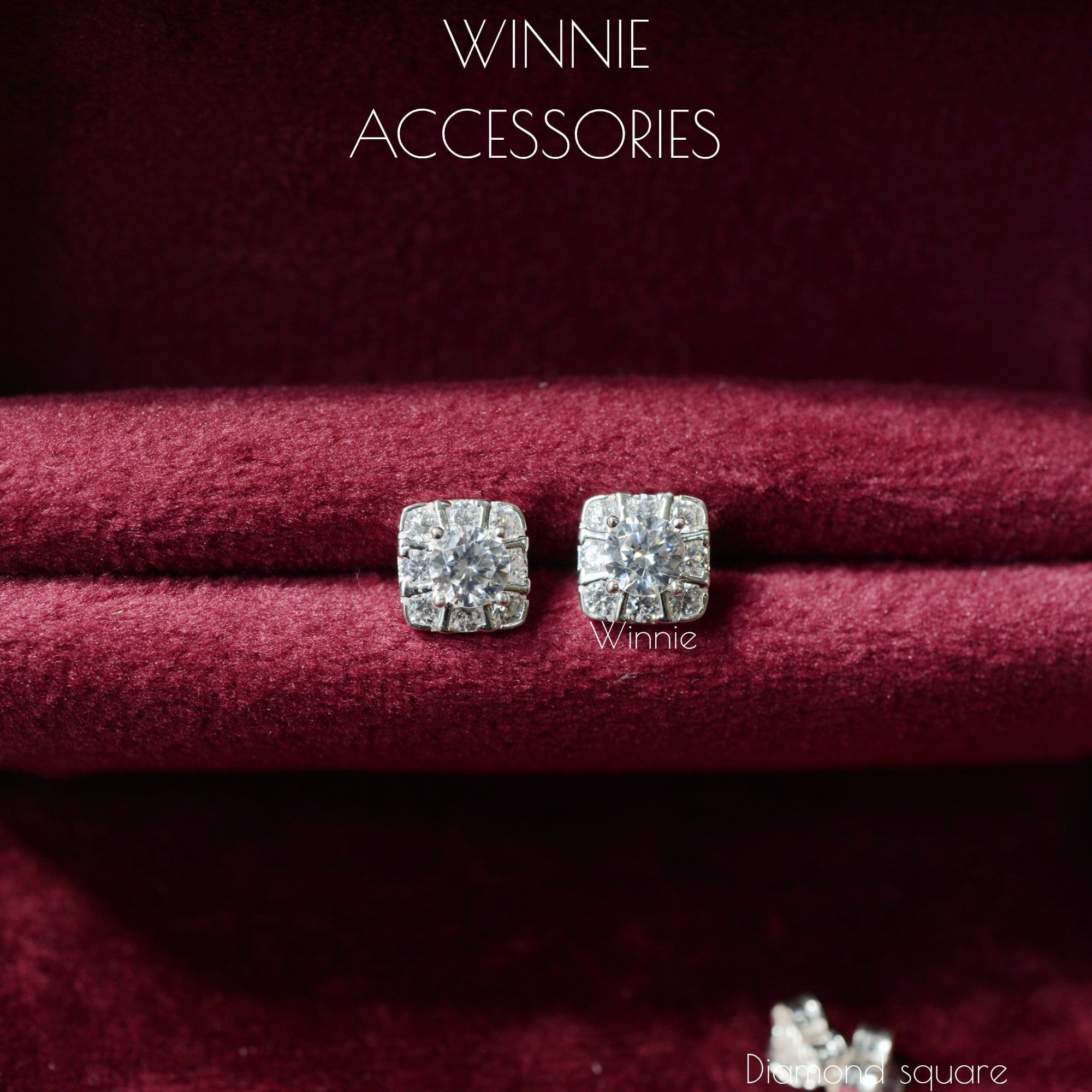  Hoa tai Bạc S925 Diamond Square 