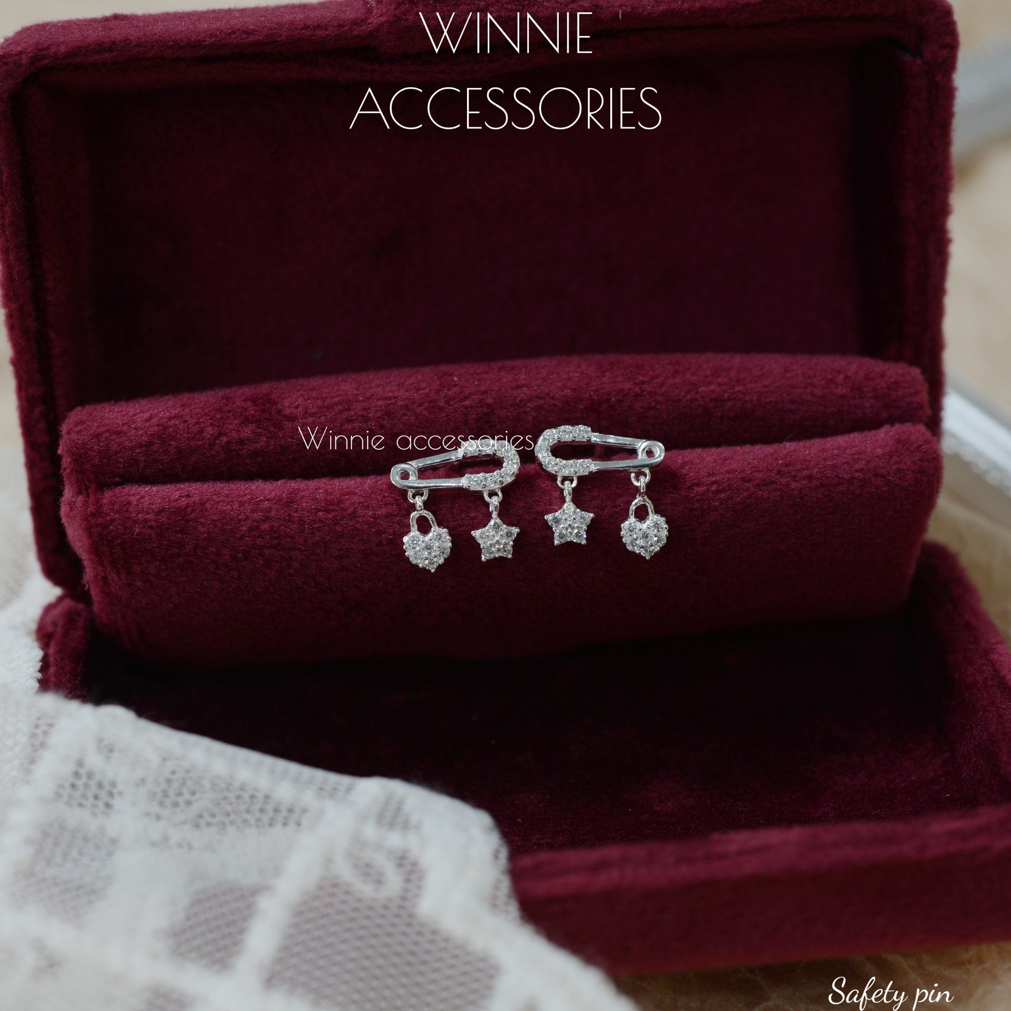  Hoa tai Bạc S925 Safety Pin 