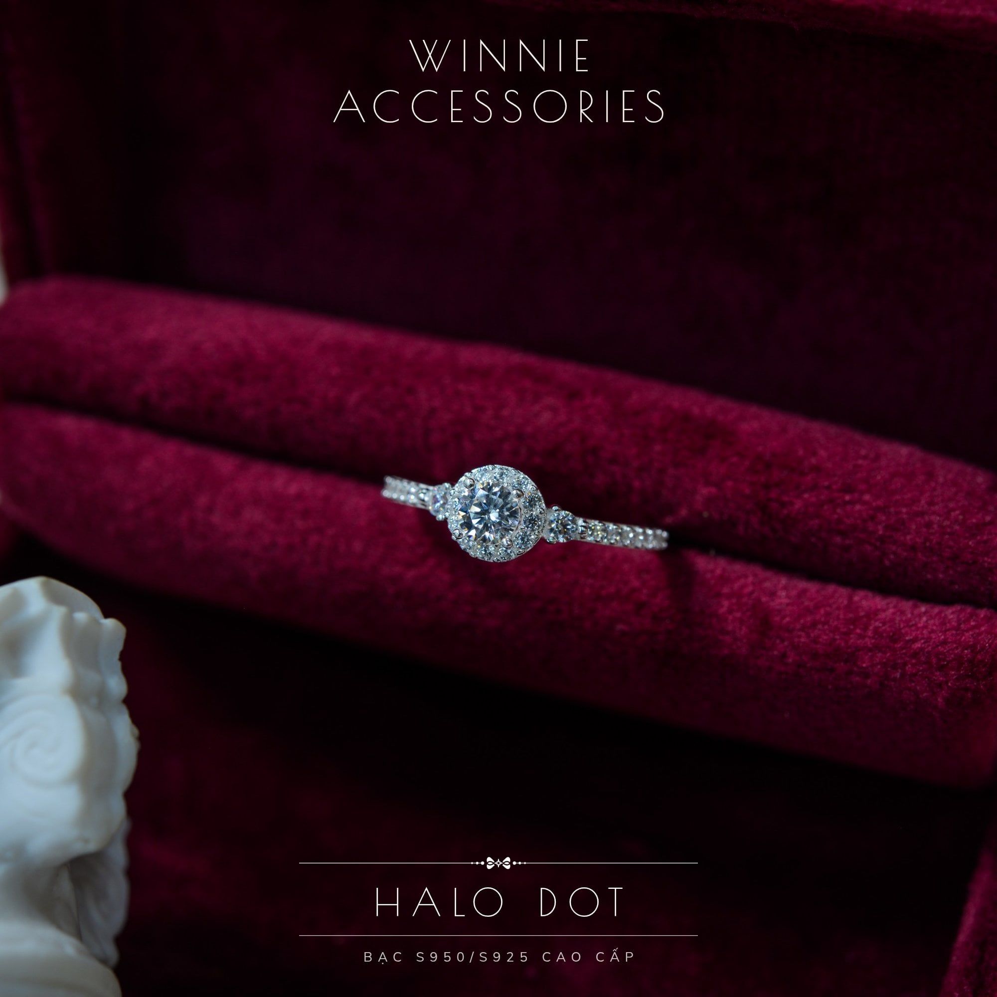  Nhẫn Bạc S925 Halo dot 