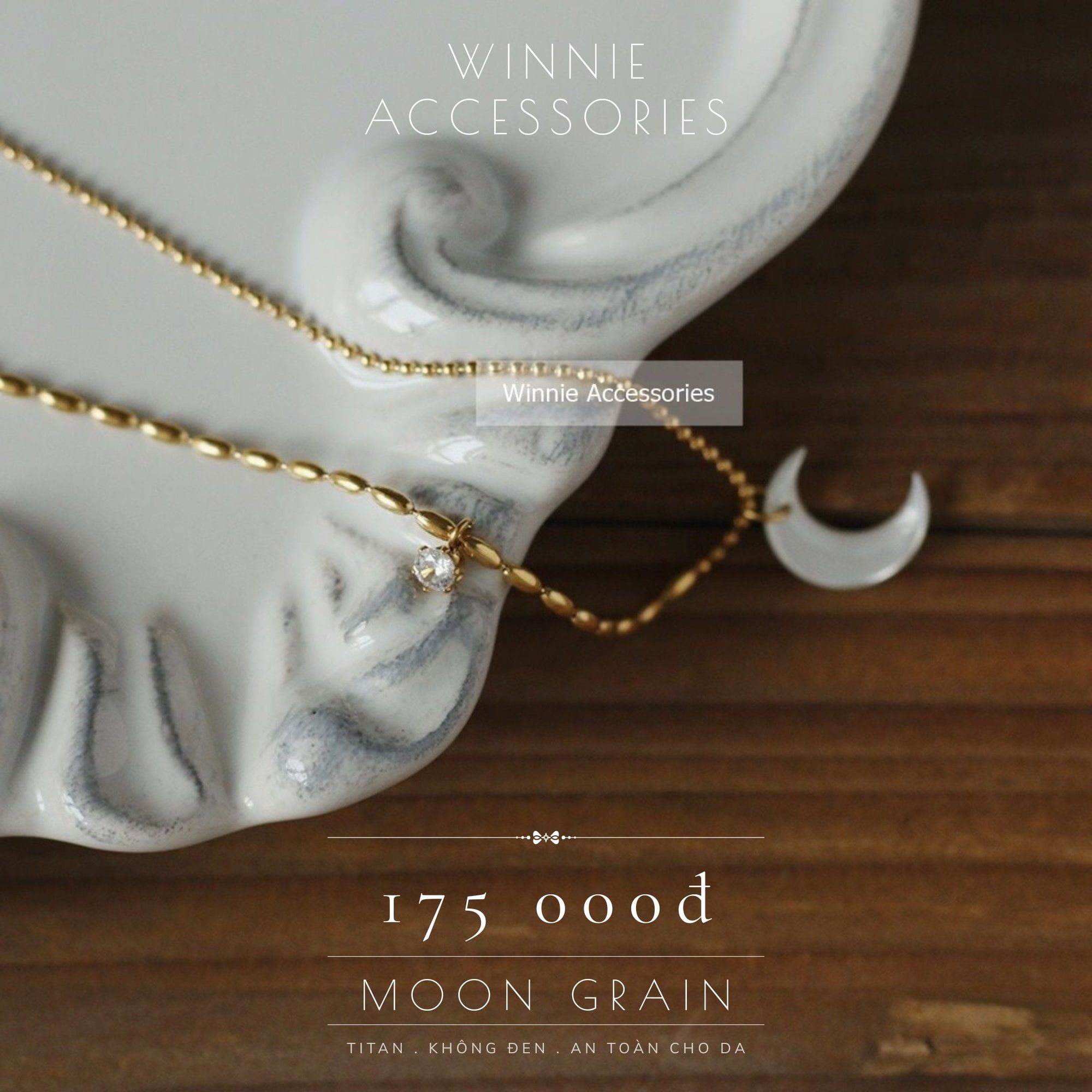  Dây chuyền titan Moon grain 