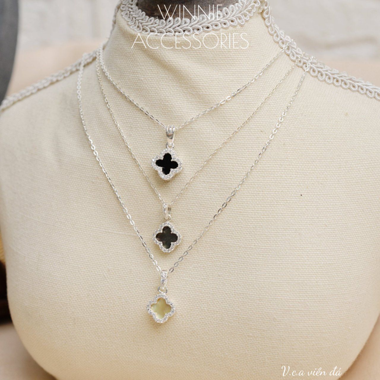  Dây chuyền Bạc S925 VCA viền đá 