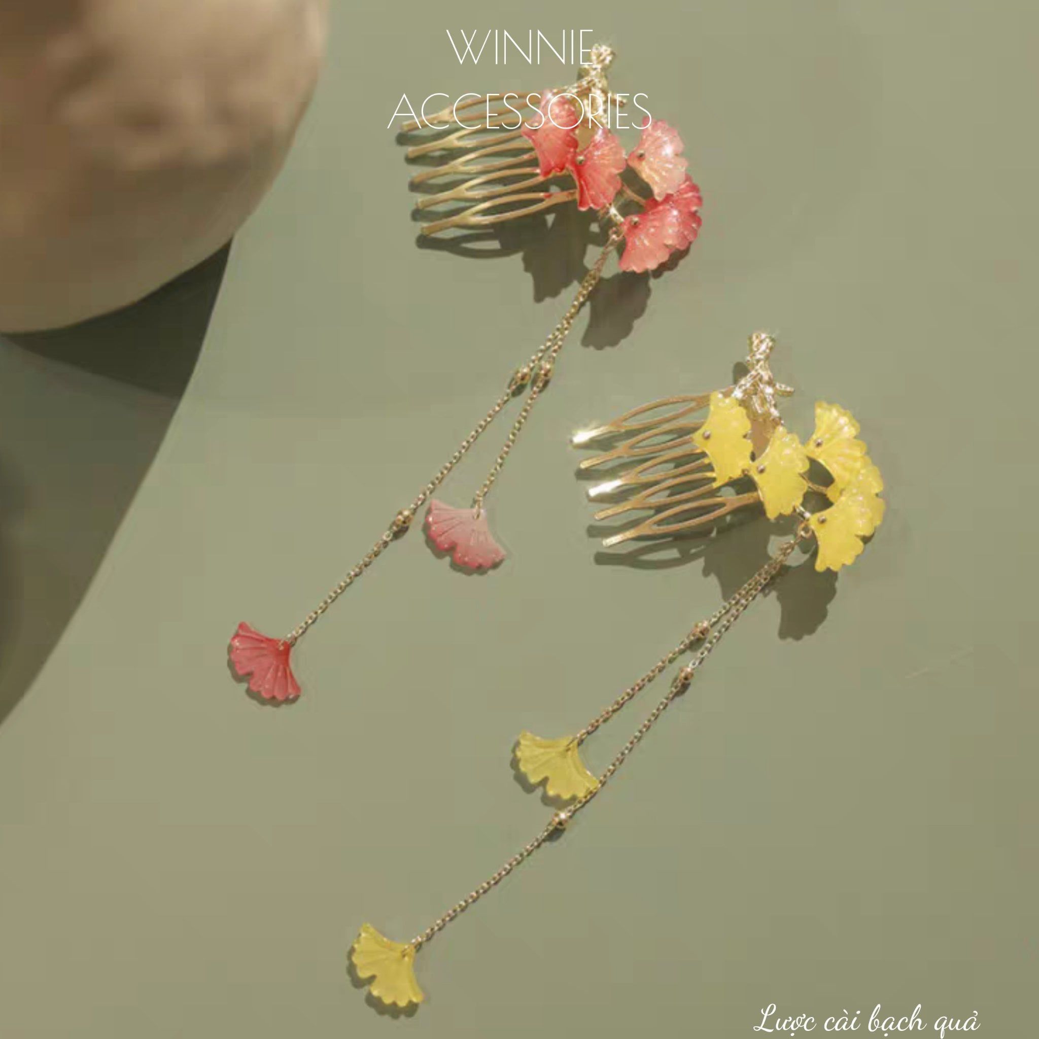  Lược cài Bạch Quả Đỏ 