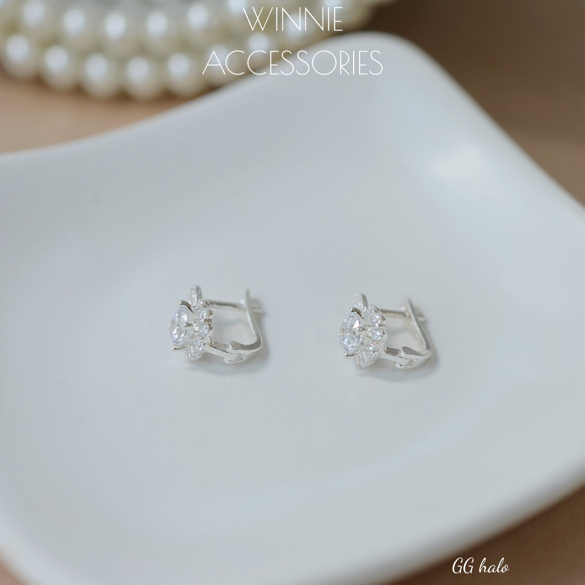  Hoa tai Bạc S925 GG Halo 