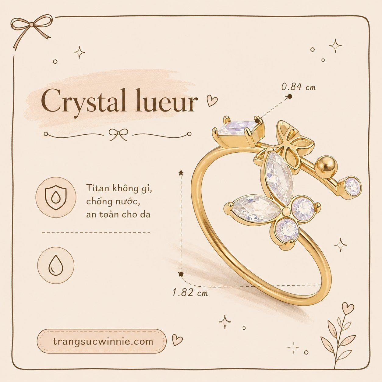  Nhẫn Titan Crystal Lueur 