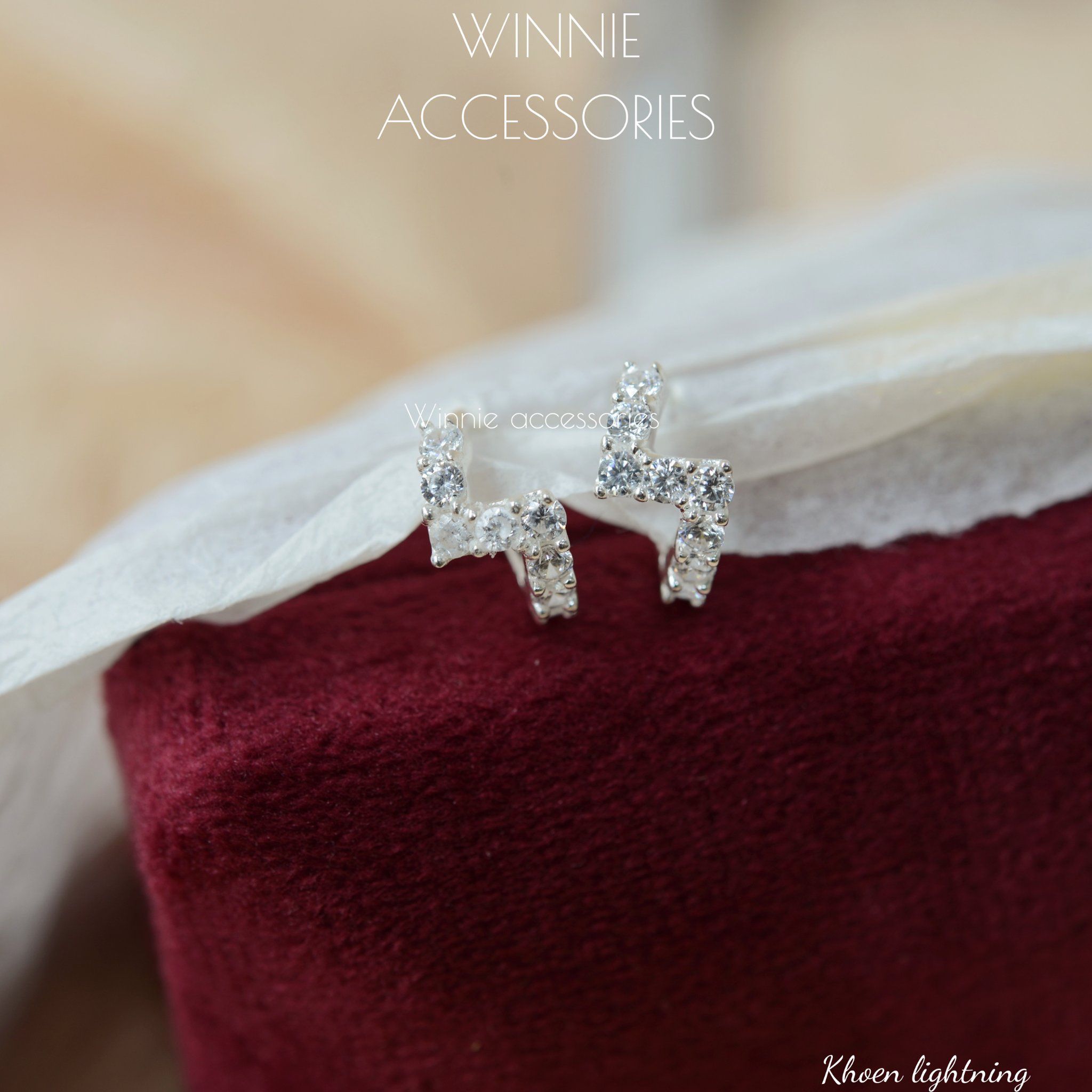  Hoa tai Bạc S925 Khoen Lightning 