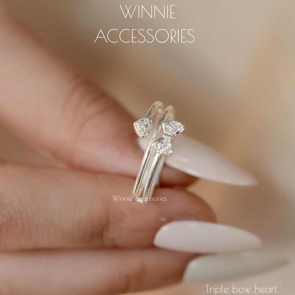  Nhẫn Bạc S925 Triple Bow Heart 