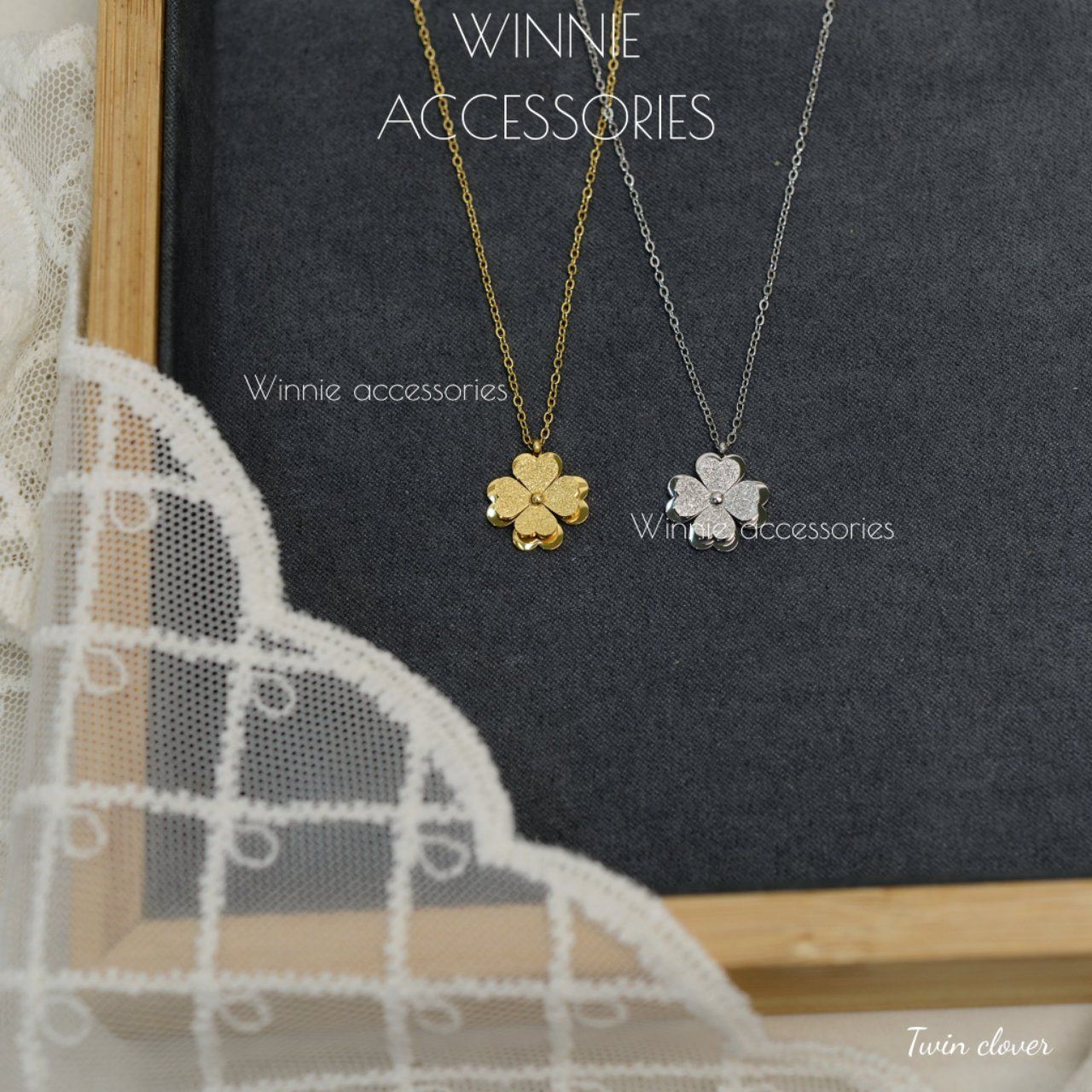  Dây chuyền titan Twin clover 