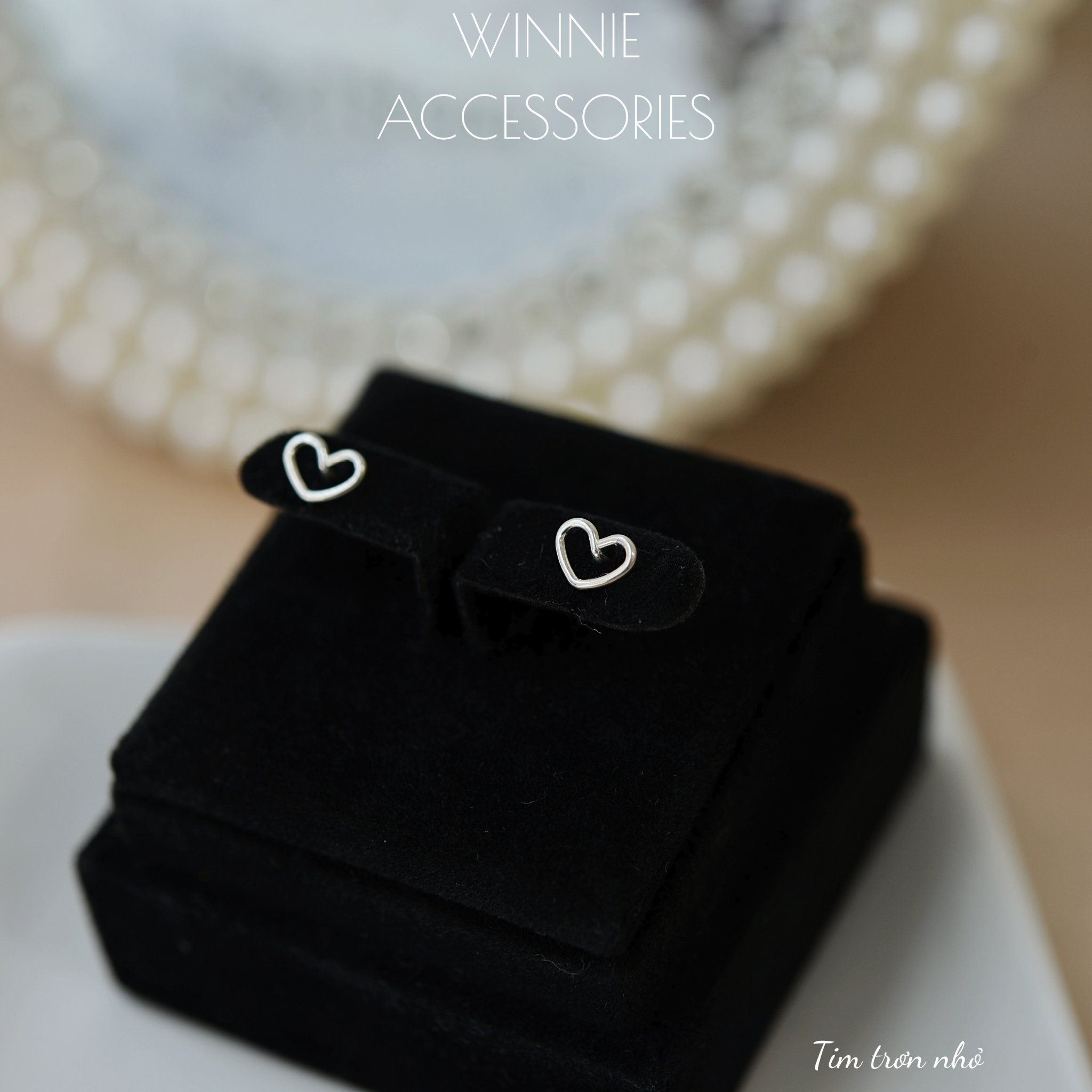  Hoa tai Bạc S925 Tim trơn nhỏ 