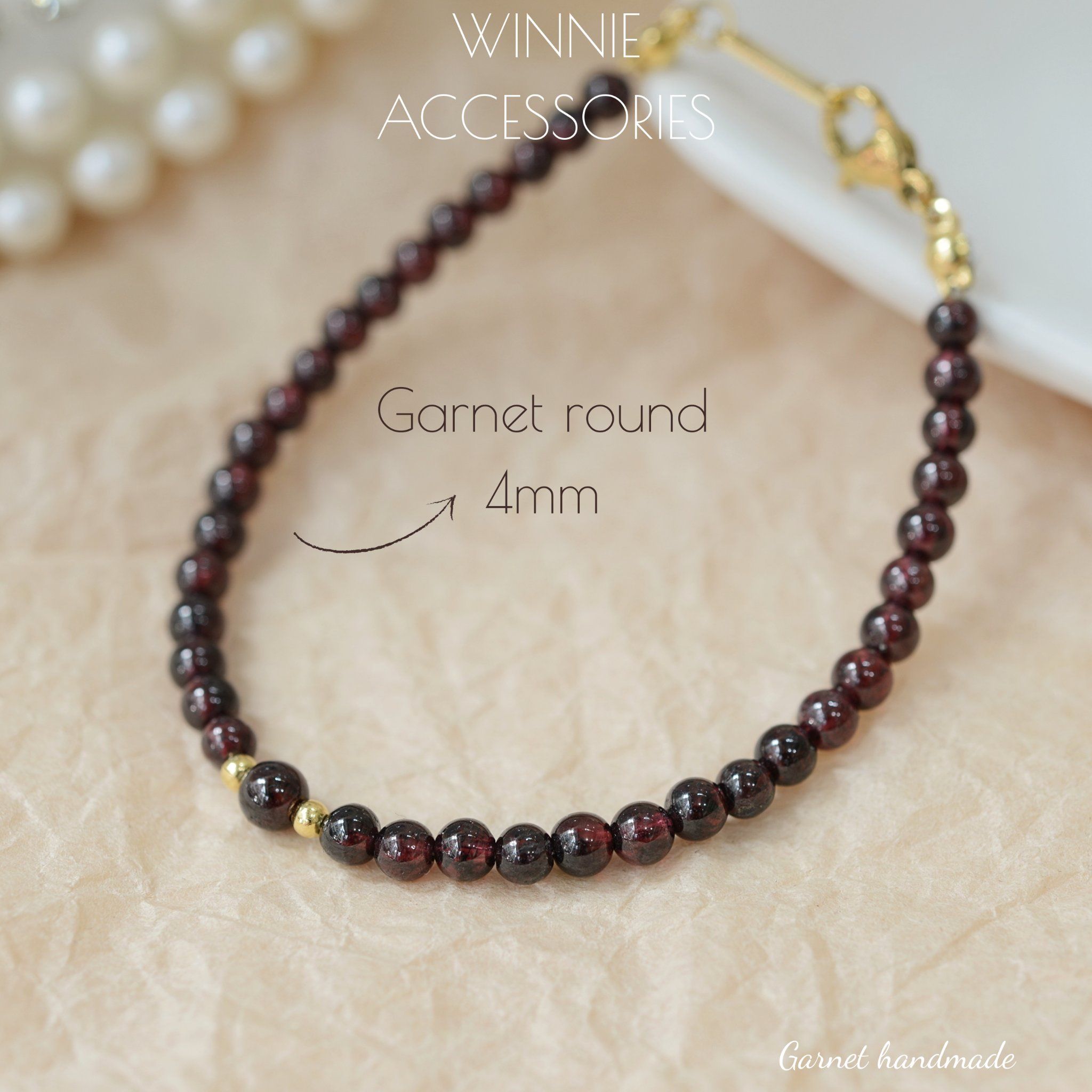  Lắc tay Titan Đá Garnet handmade 