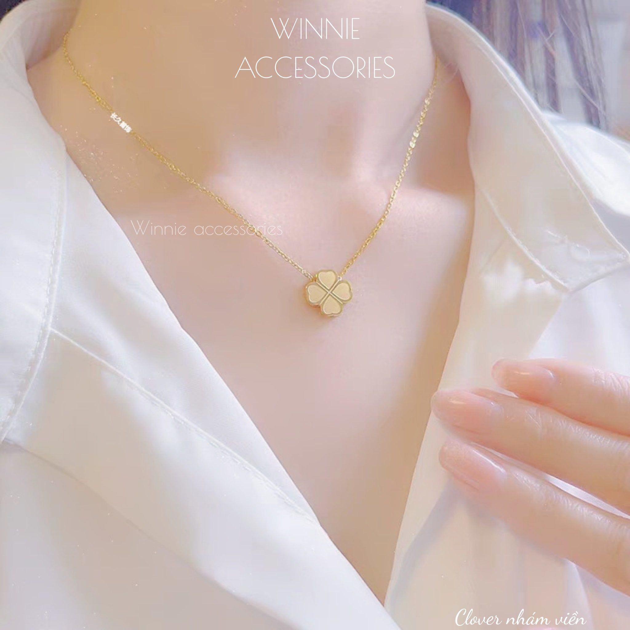  Dây chuyền Titan Clover nhám viền 