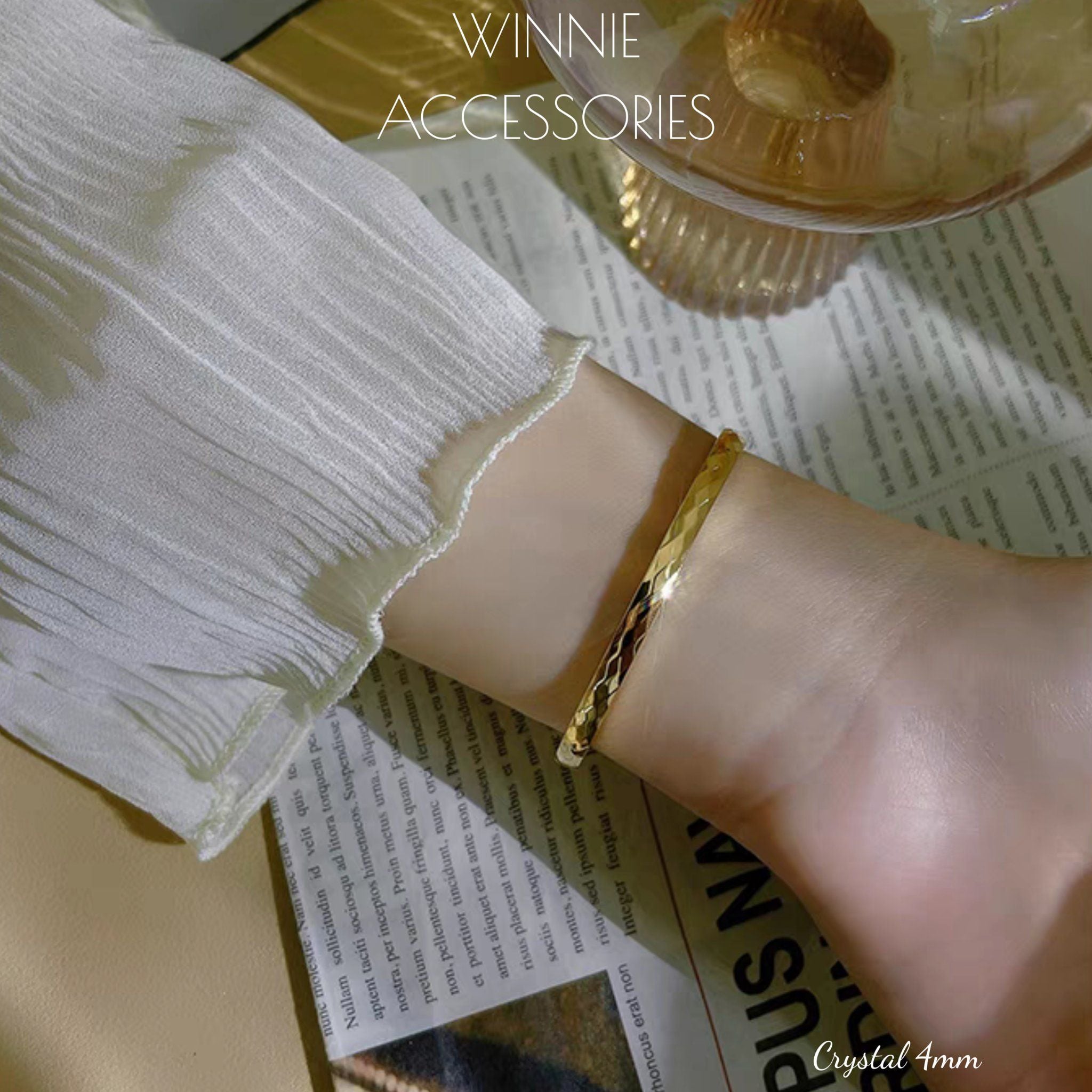  Vòng tay Titan Crystal Bản 4mm 