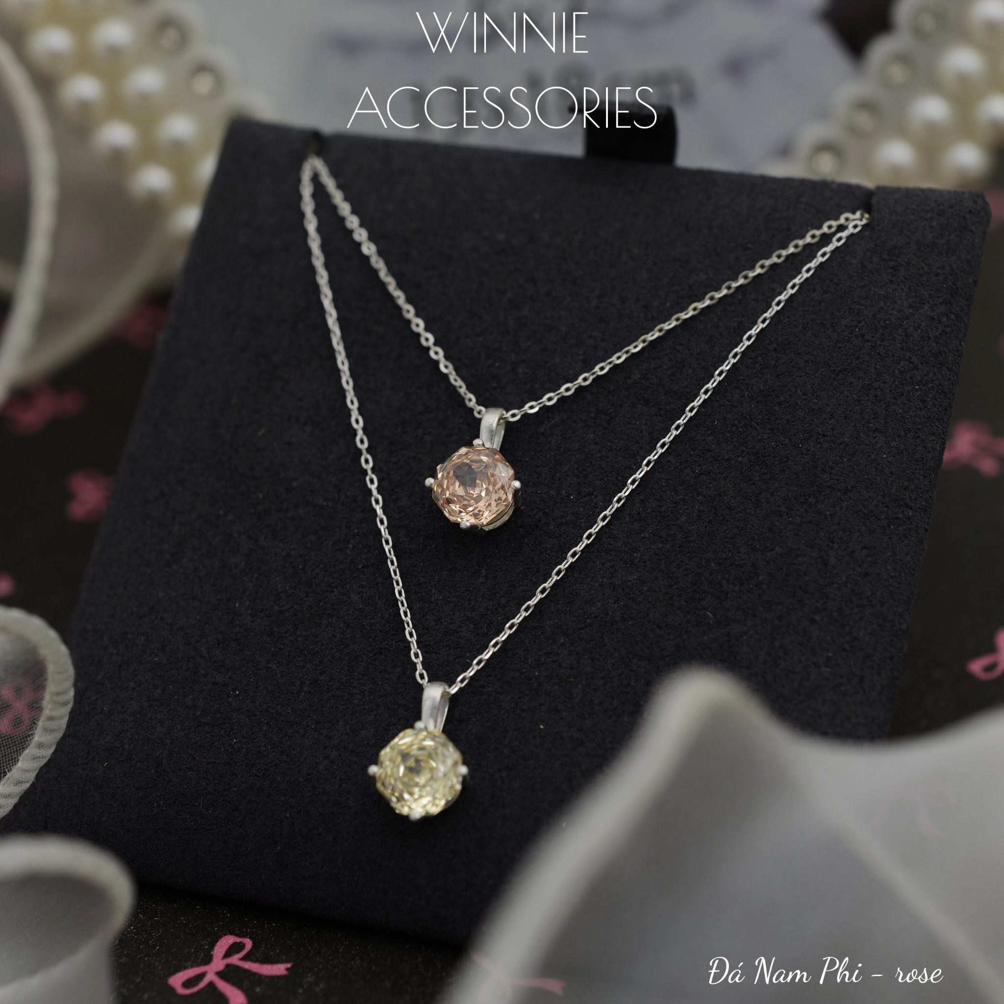  Dây chuyền Bạc S925 Đá Nam Phi Rose 