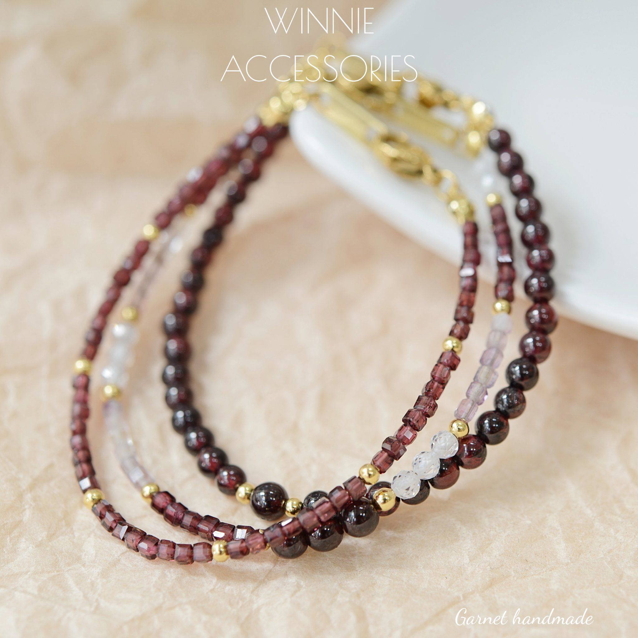  Lắc tay Titan Đá Garnet handmade 