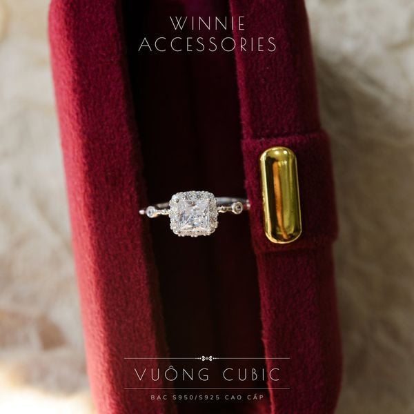  Nhẫn Bạc S925 Vuông Cubic 