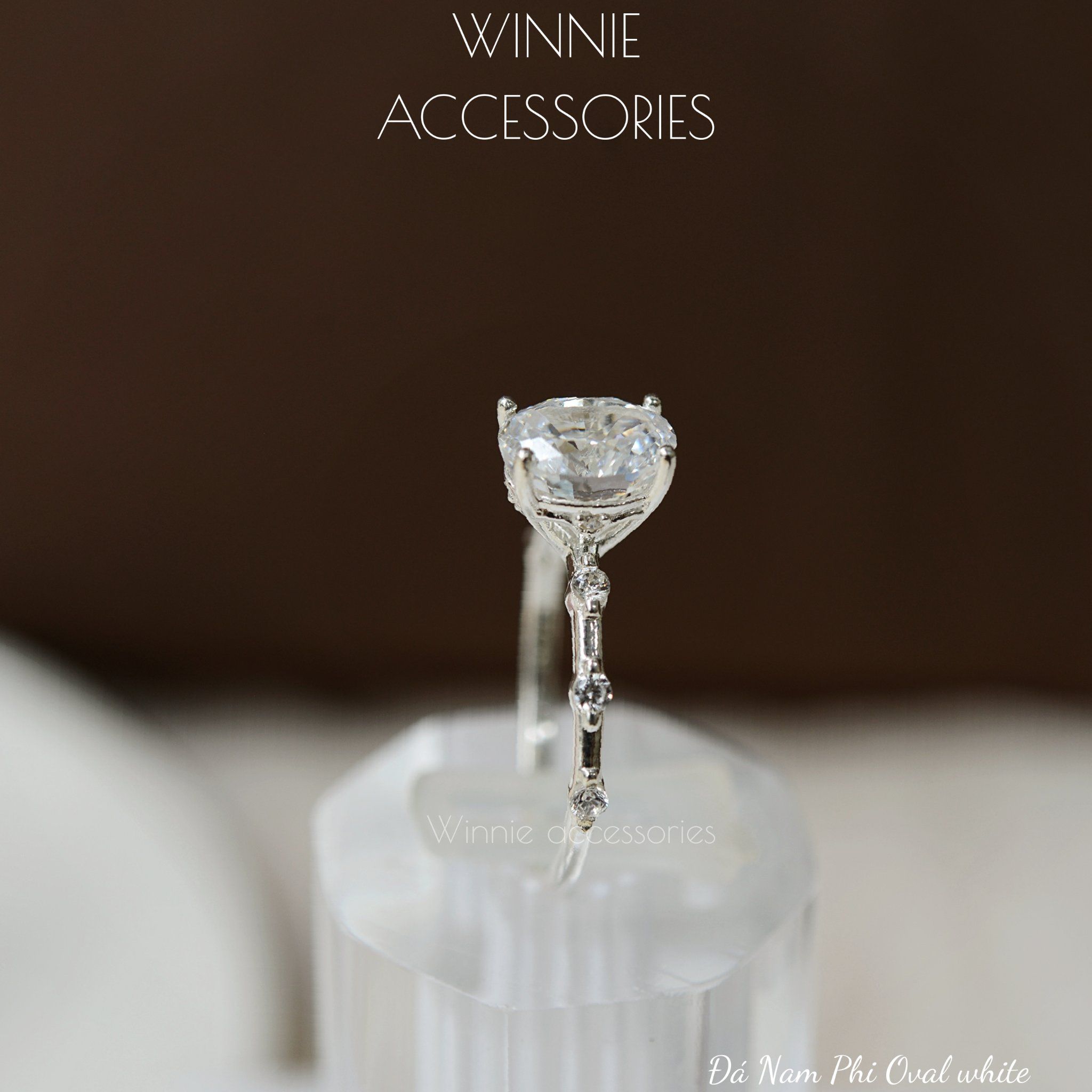  Nhẫn Bạc S925 Đá Nam Phi Oval white 