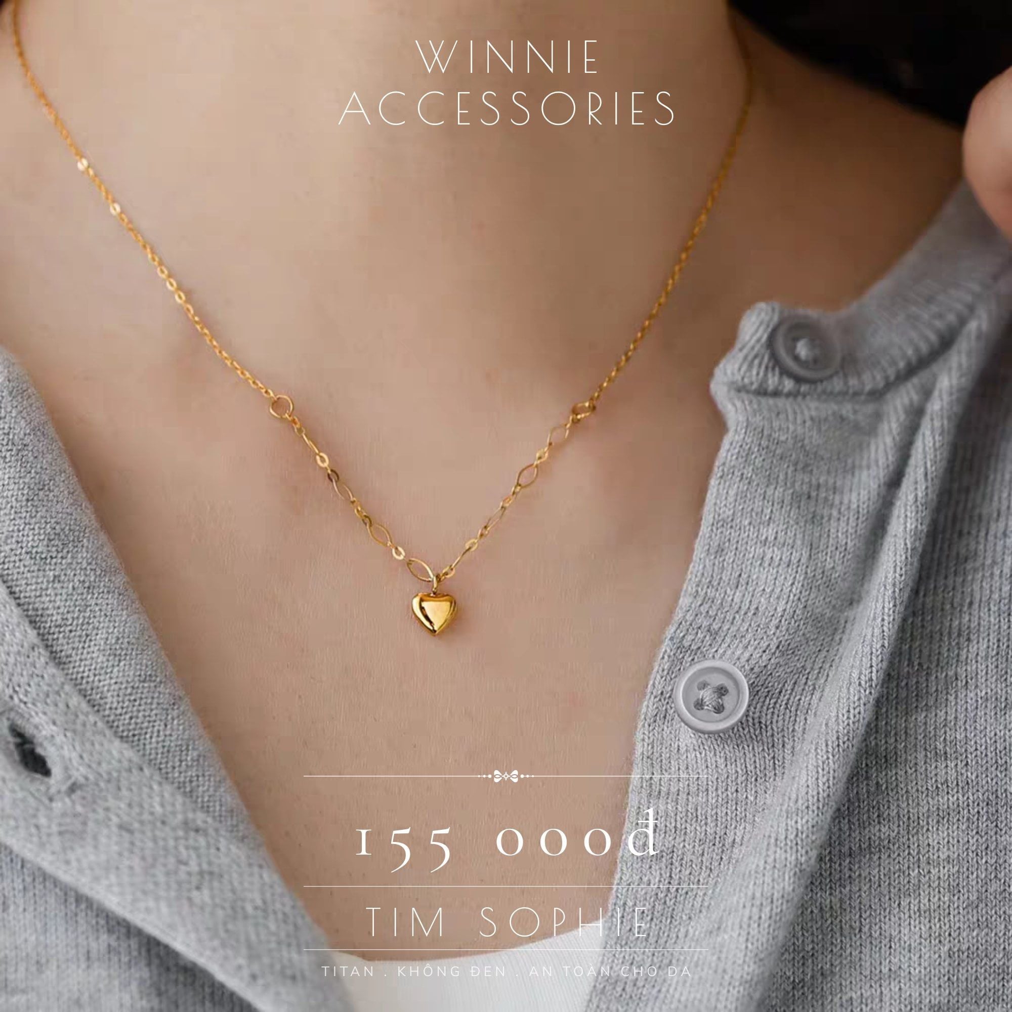  Dây chuyền titan Tim sophie 