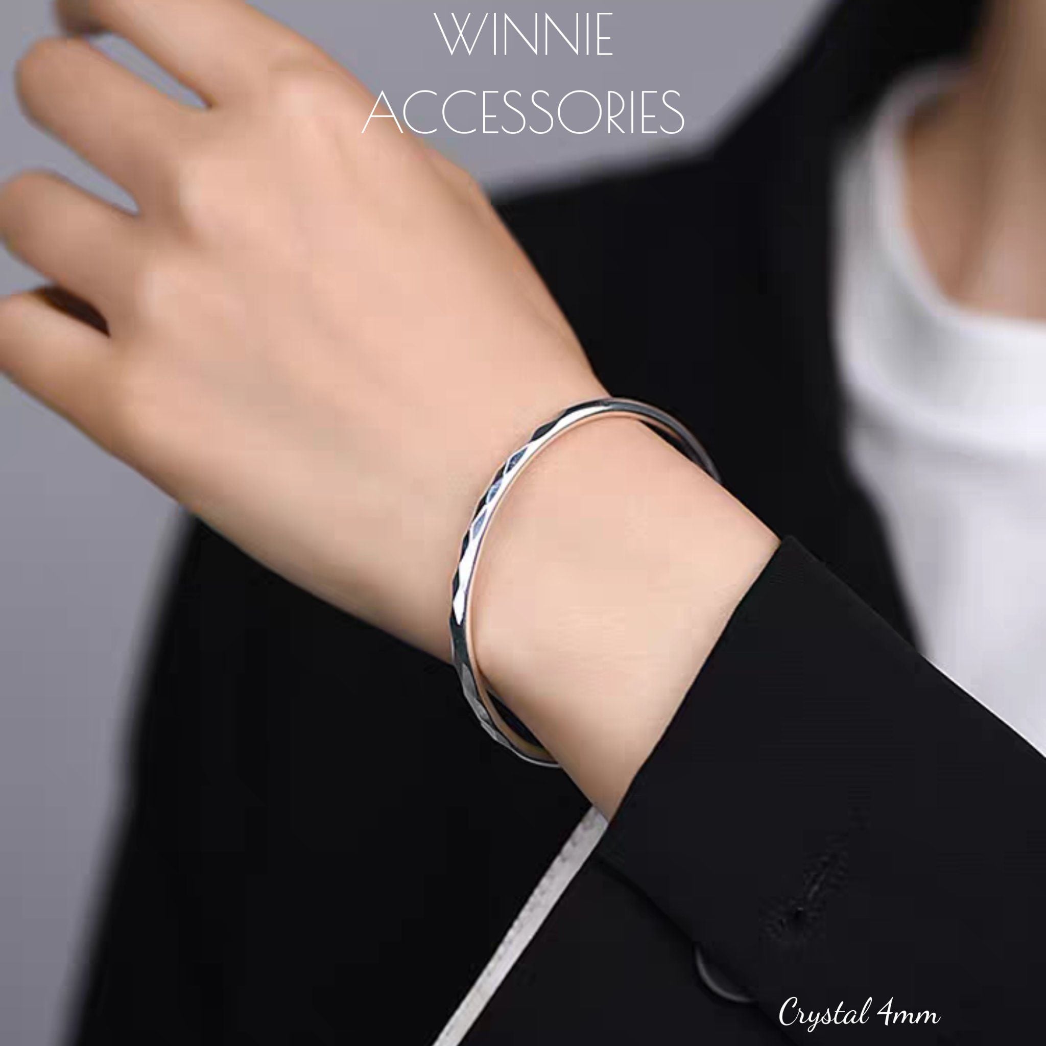  Vòng tay Titan Crystal Bản 4mm 